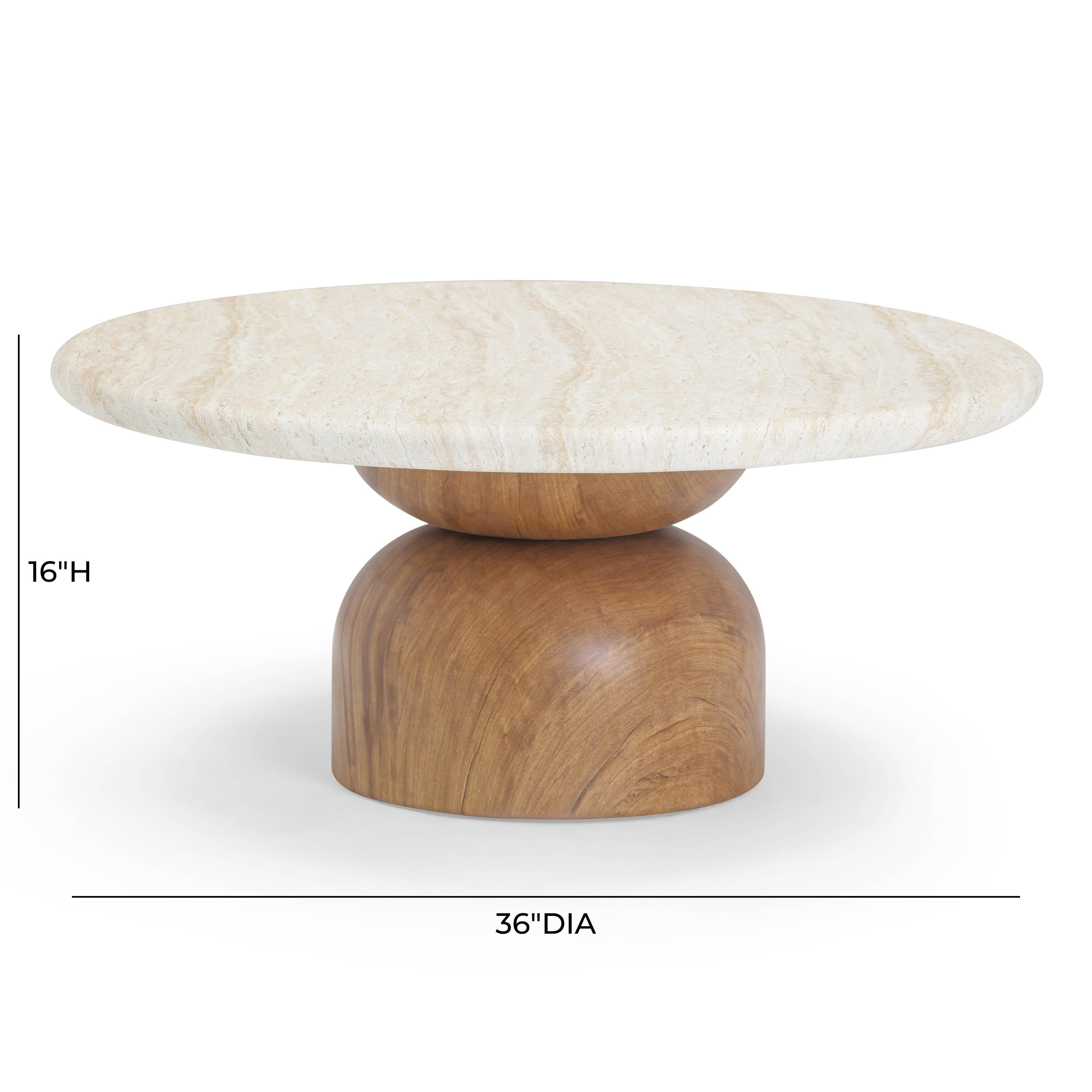 Cynthia 36 Faux Travertine Concrete Indoor/Outdoor Coffee Table