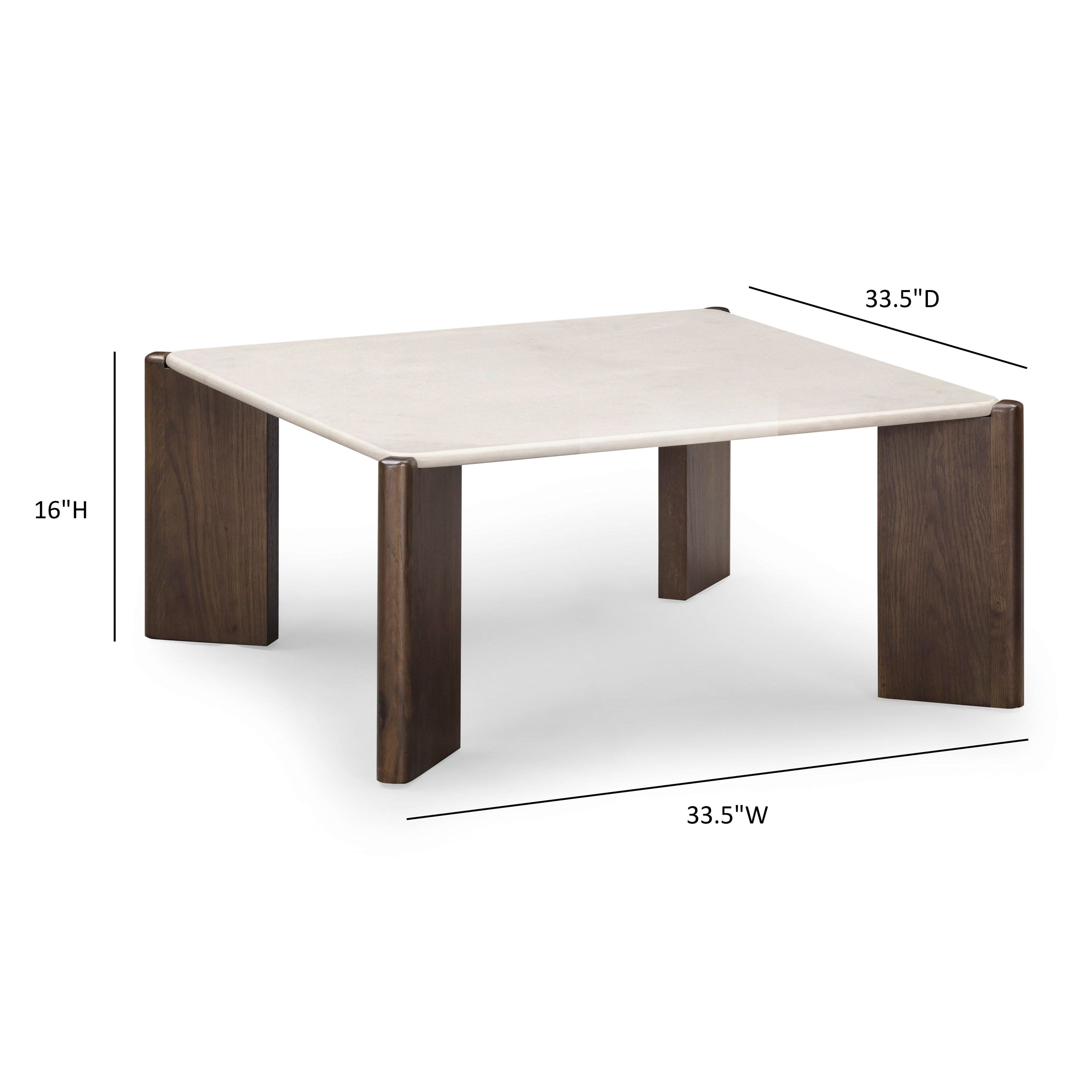 Restis 33.5 Cream Quartz Square Coffee Table