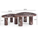Libby 2-Piece Faux Red Levanto Marble Nesting Coffee Table Set