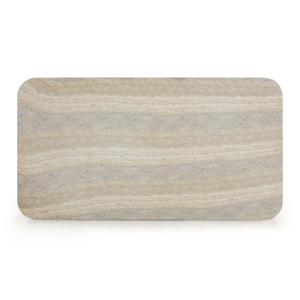 Tyche 55 Faux Travertine Indoor/Outdoor Concrete Rectangular Coffee Table