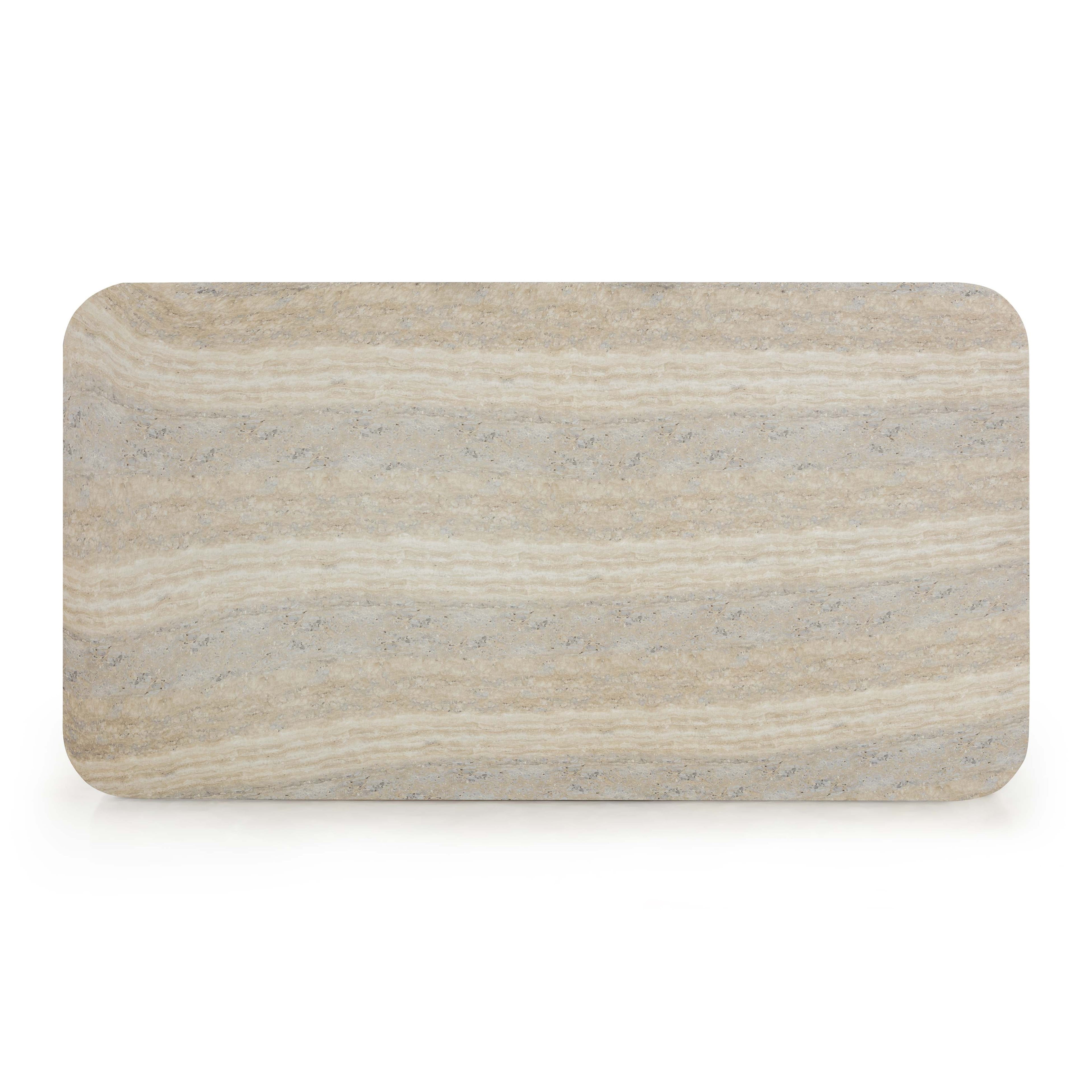 Tyche 55 Faux Travertine Indoor/Outdoor Concrete Rectangular Coffee Table