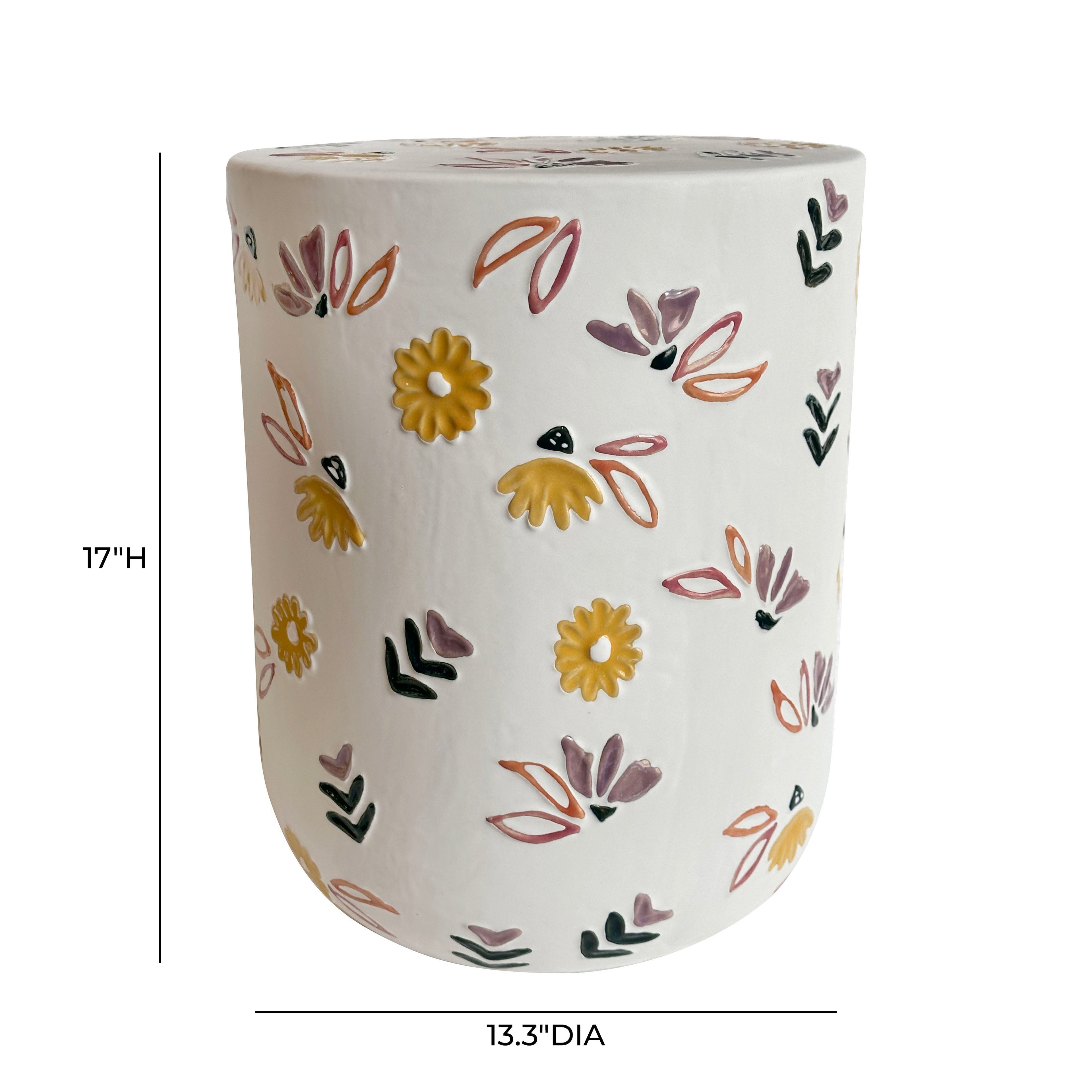 Ceramic Hand-Painted Floral Indoor/Outdoor Table