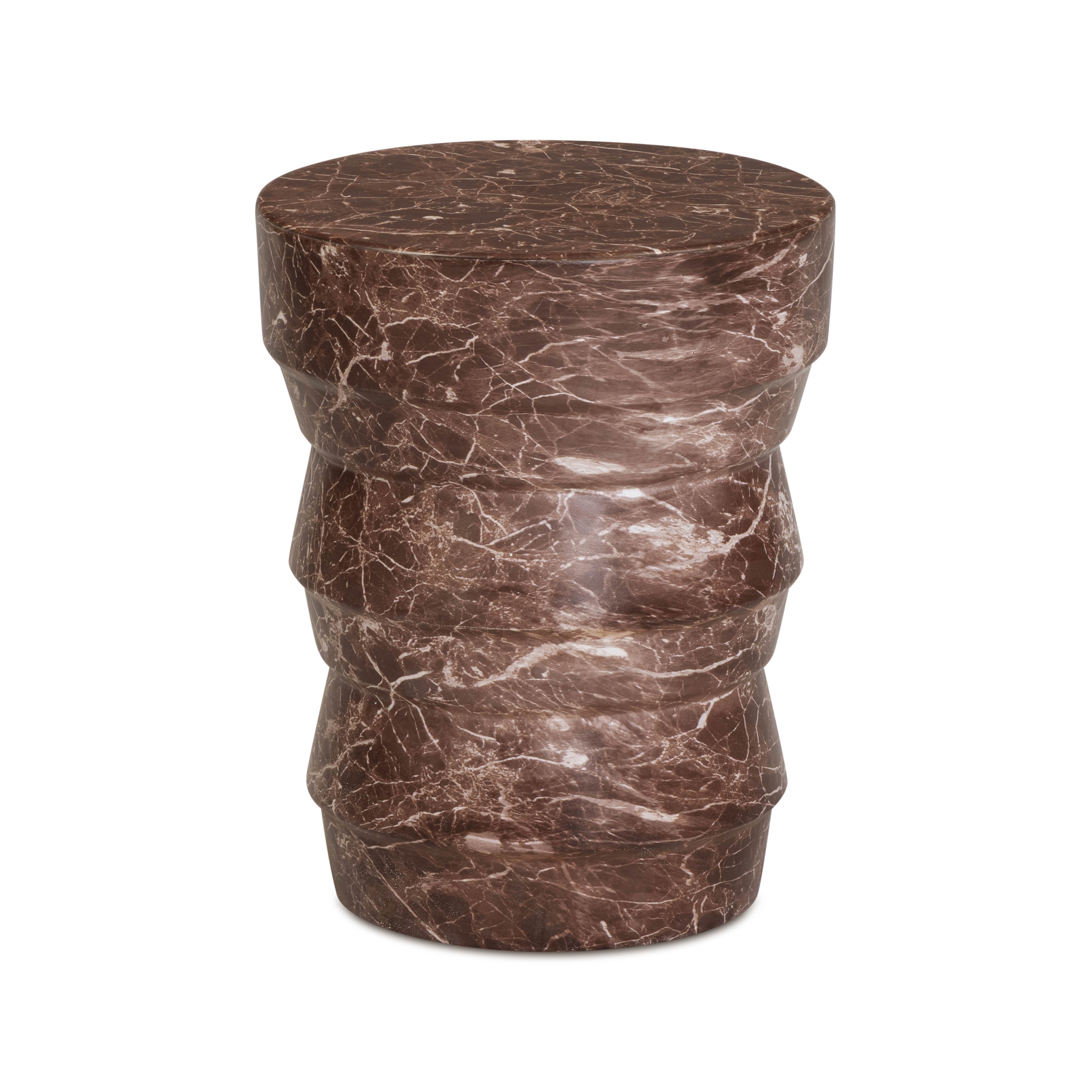 Ayon Faux Red Levanto Marble Indoor/Outdoor Concrete Side Table