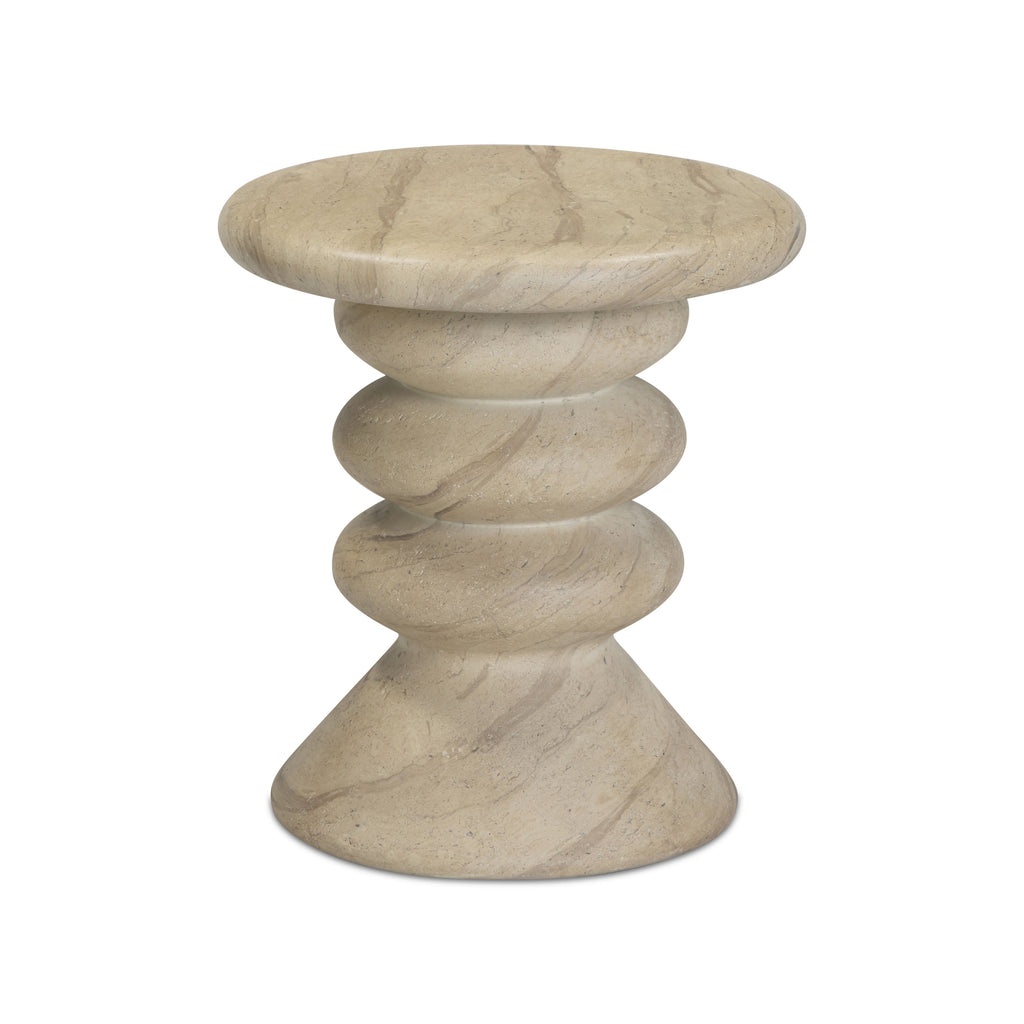 Hyre Faux Travertine Indoor/Outdoor Concrete Side Table