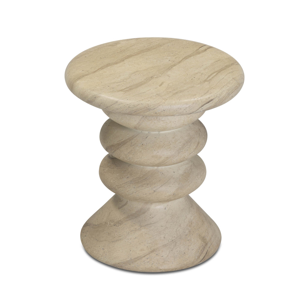 Hyre Faux Travertine Indoor/Outdoor Concrete Side Table