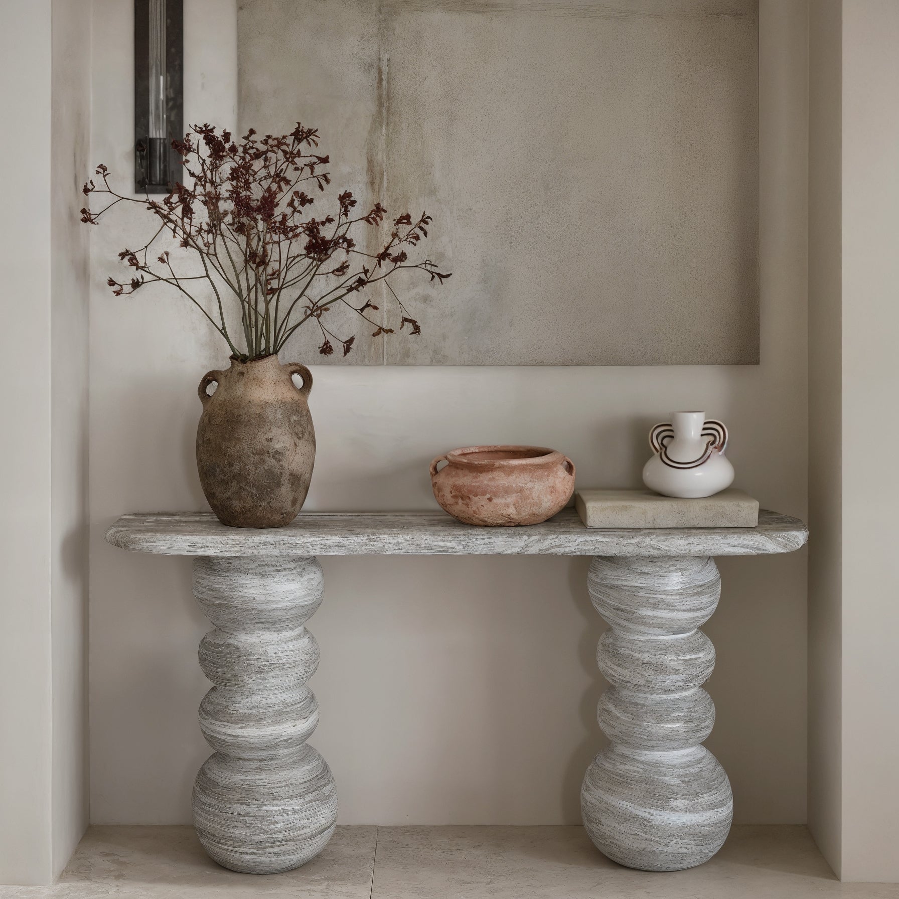 Hyre 59 Faux Stone Indoor/Outdoor Concrete Console Table