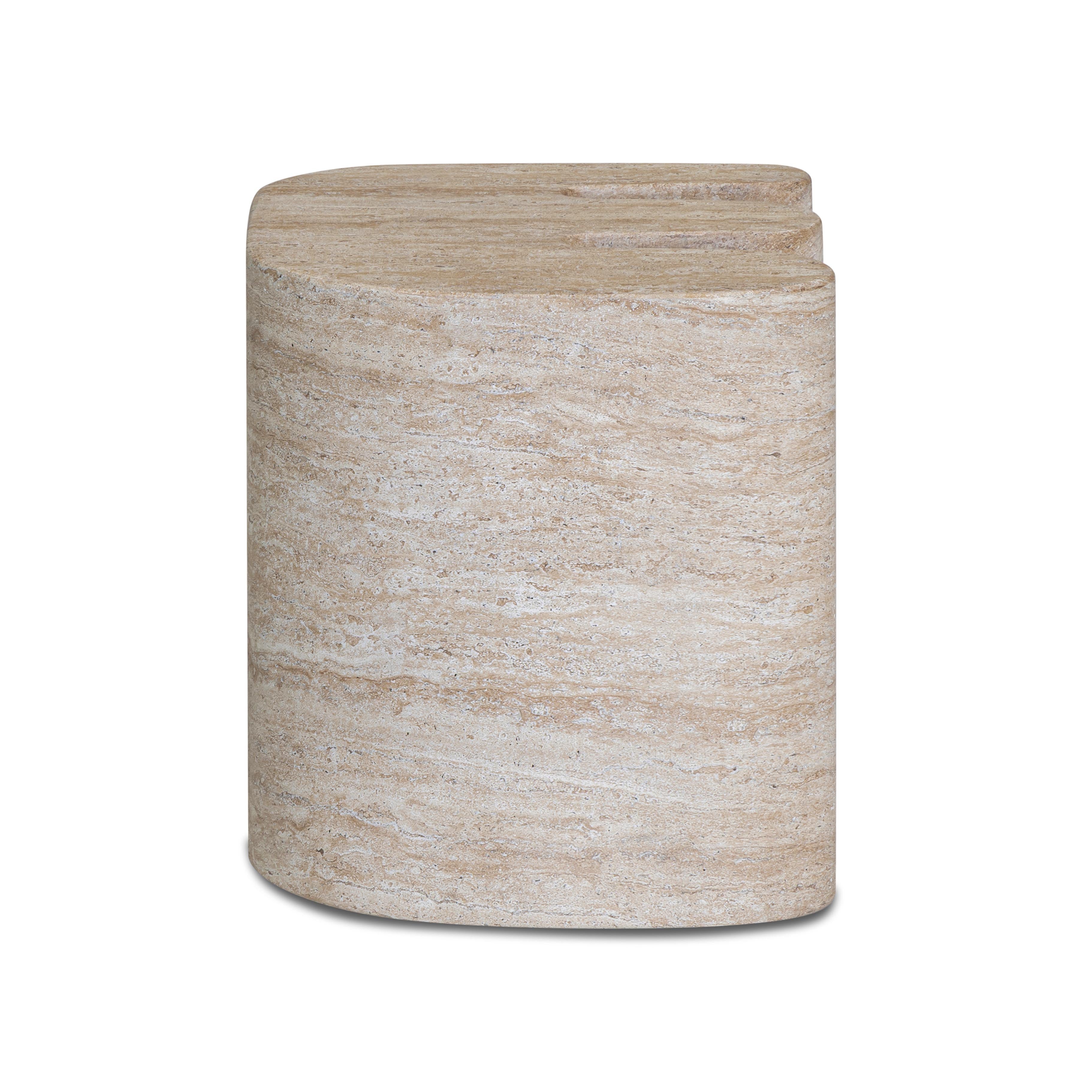 Thyme Faux Travertine Indoor/Outdoor Concrete Side Table