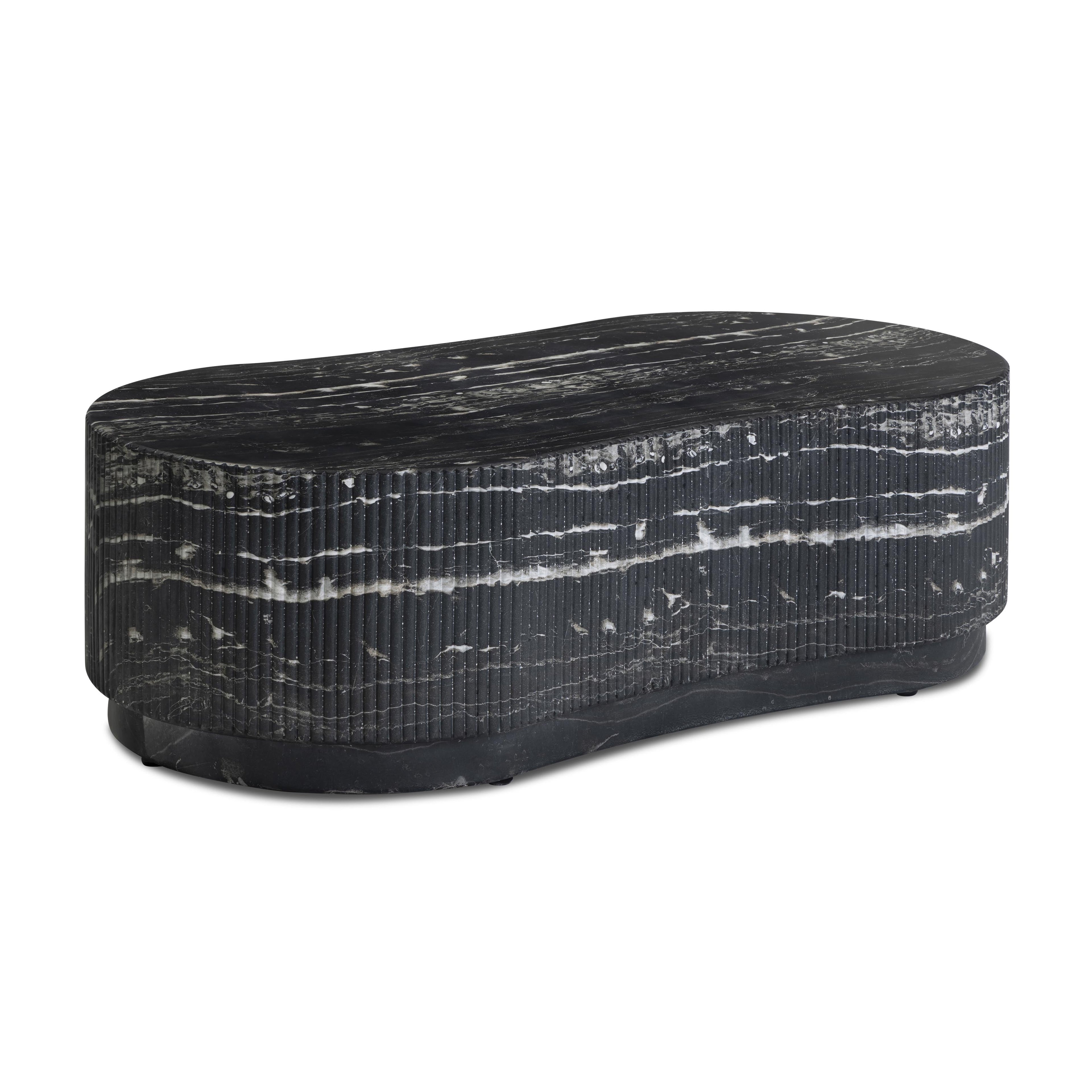 Hades 47 Black Faux Marble Indoor/Outdoor Concrete Coffee Table