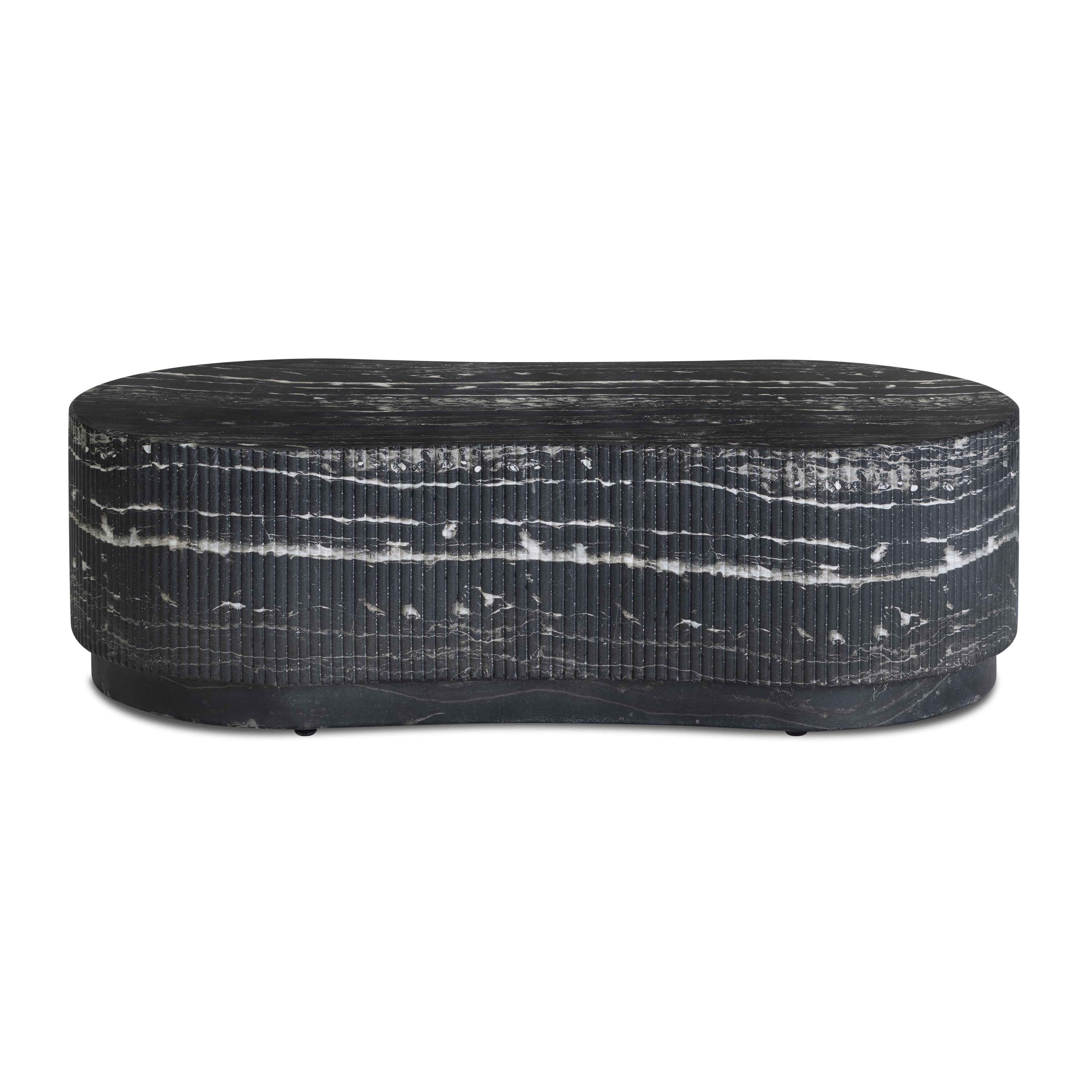 Hades 47 Black Faux Marble Indoor/Outdoor Concrete Coffee Table