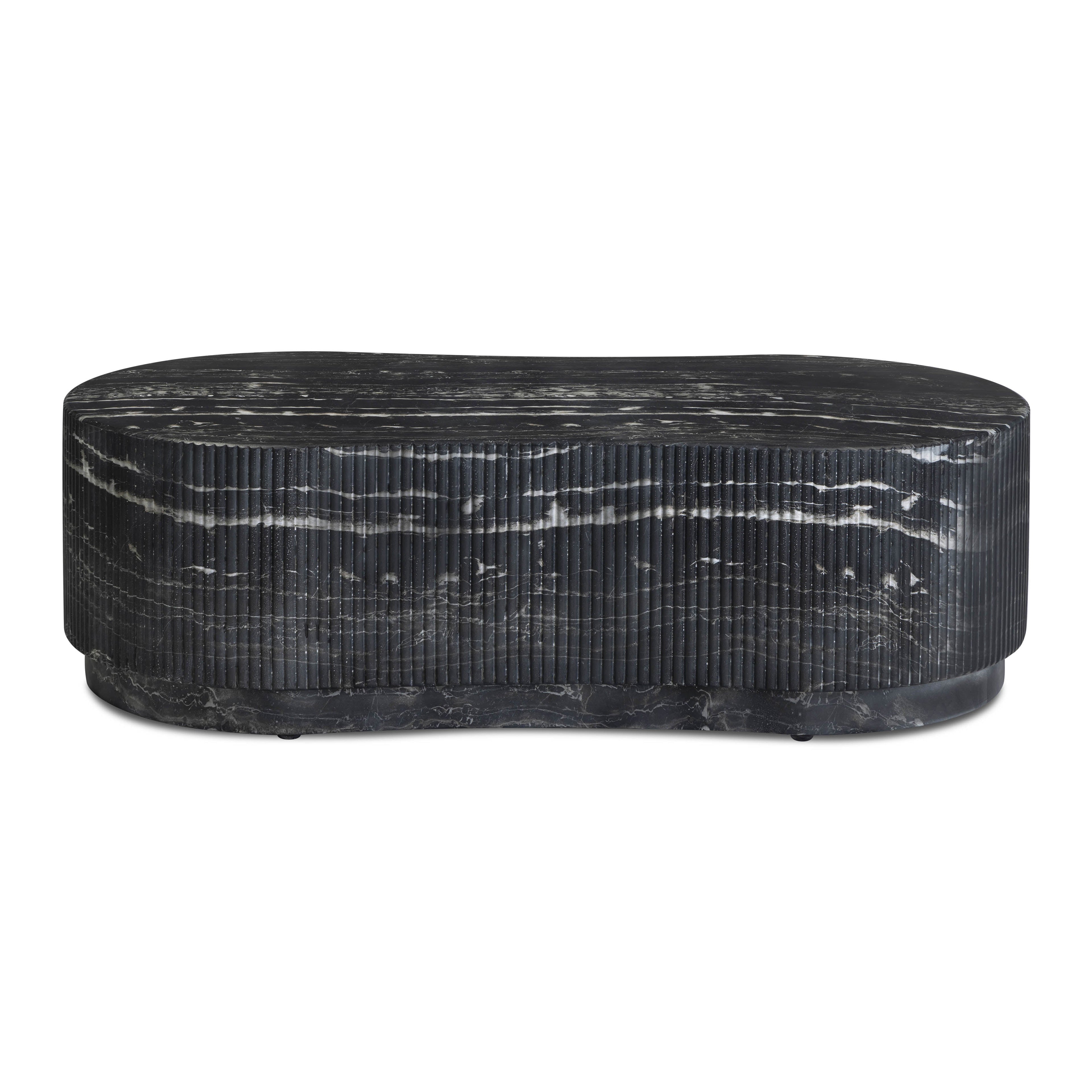 Hades 47 Black Faux Marble Indoor/Outdoor Concrete Coffee Table