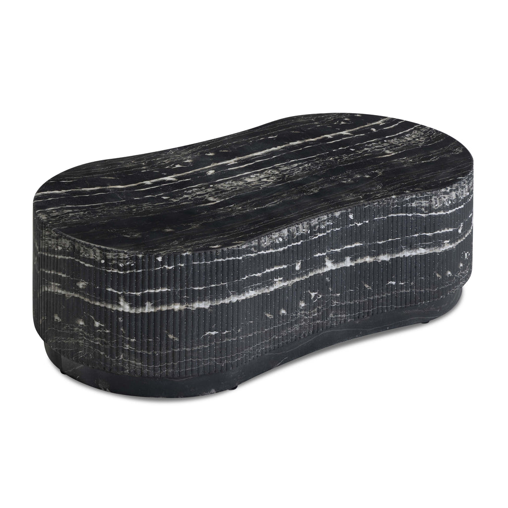 Hades 47 Black Faux Marble Indoor/Outdoor Concrete Coffee Table