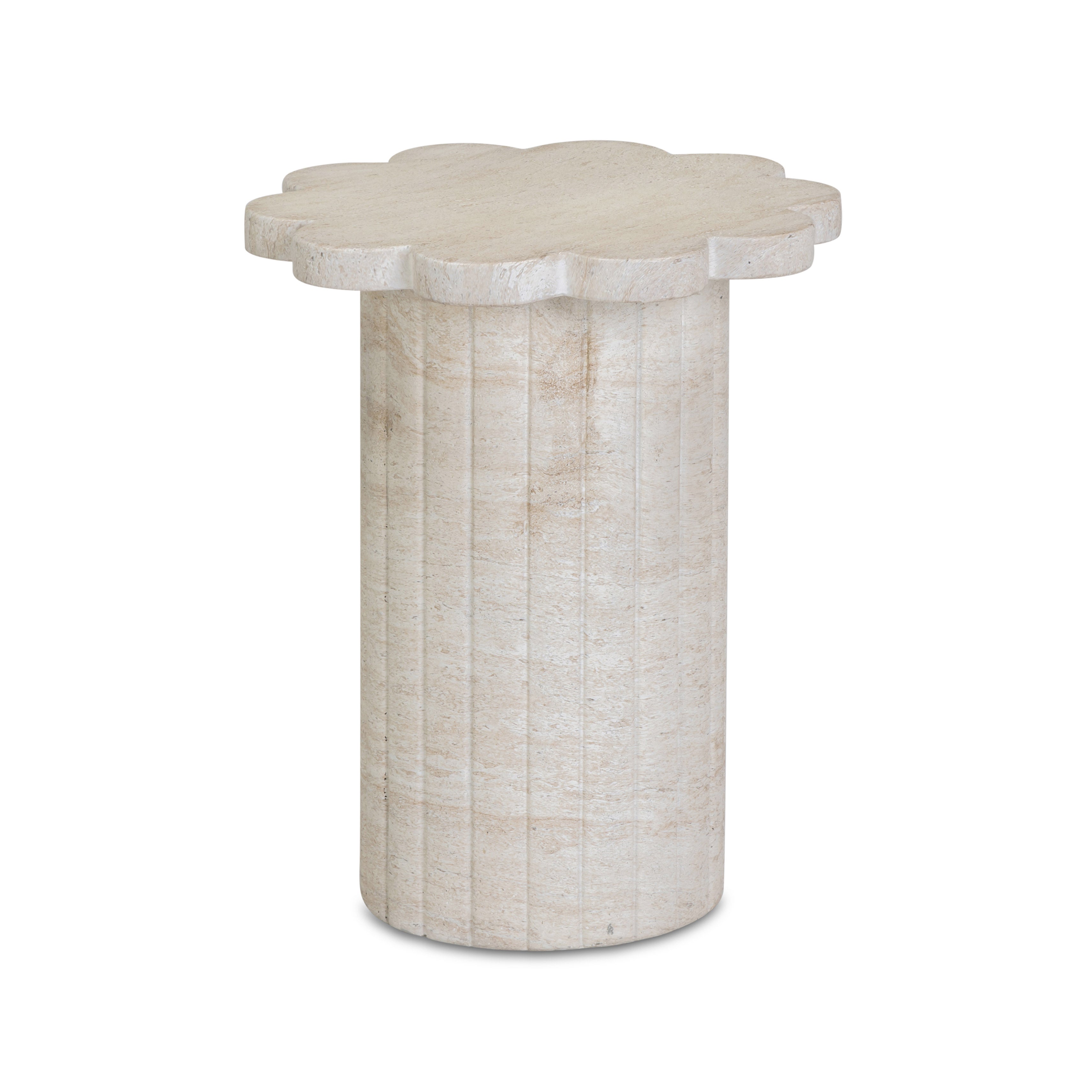 Blossom Faux Travertine Indoor/Outdoor Concrete Side Table
