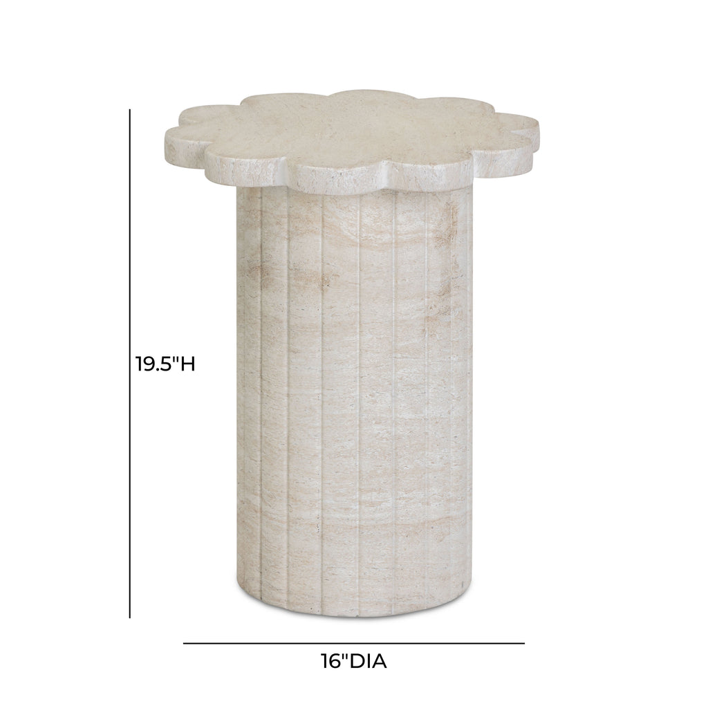Blossom Faux Travertine Indoor/Outdoor Concrete Side Table