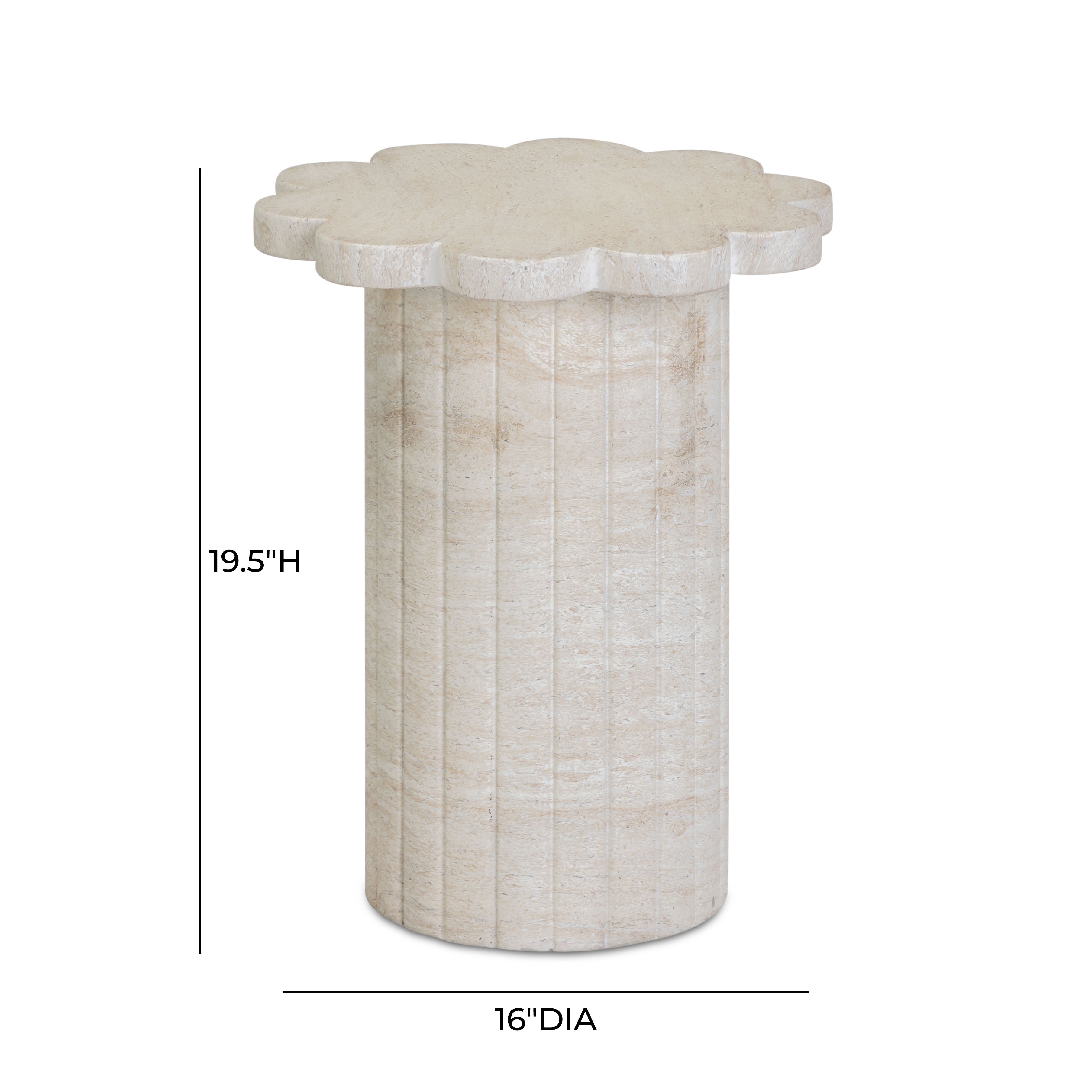 Blossom Faux Travertine Indoor/Outdoor Concrete Side Table