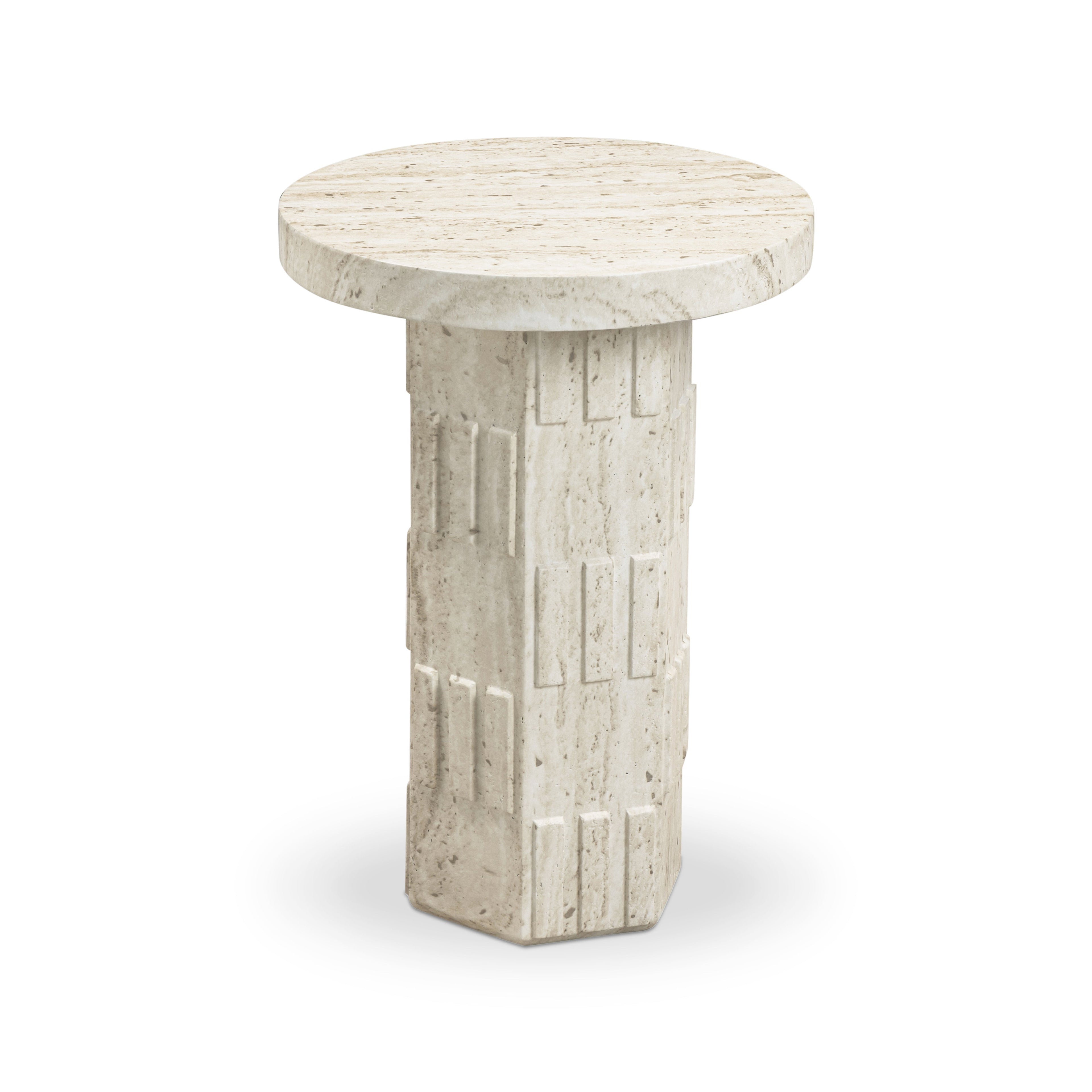 Asta Faux Travertine Indoor/Outdoor Concrete Side Table