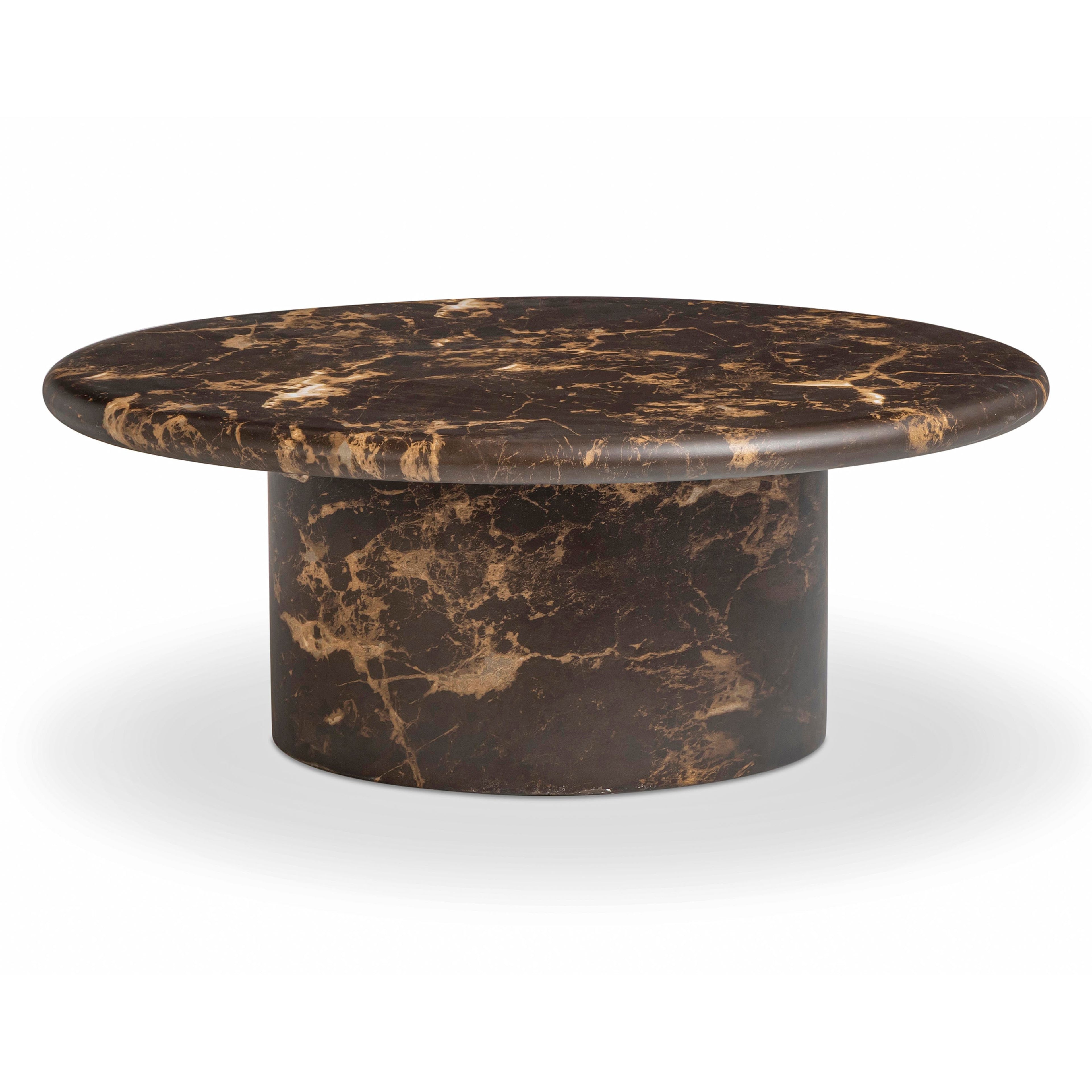 Byron 36 Dark Brown Faux Marble Indoor/Outdoor Concrete Round Coffee Table