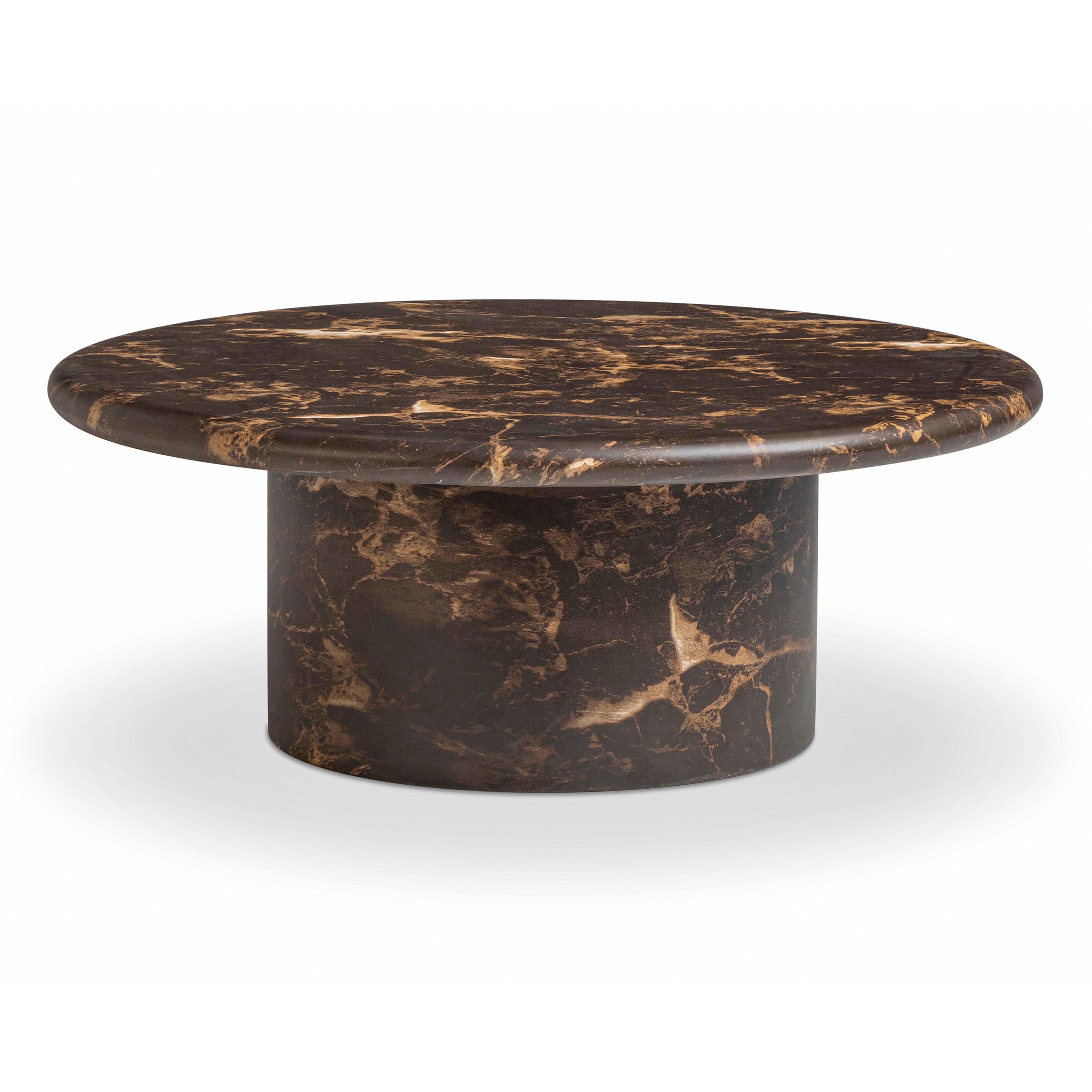 Byron 36 Dark Brown Faux Marble Indoor/Outdoor Concrete Round Coffee Table