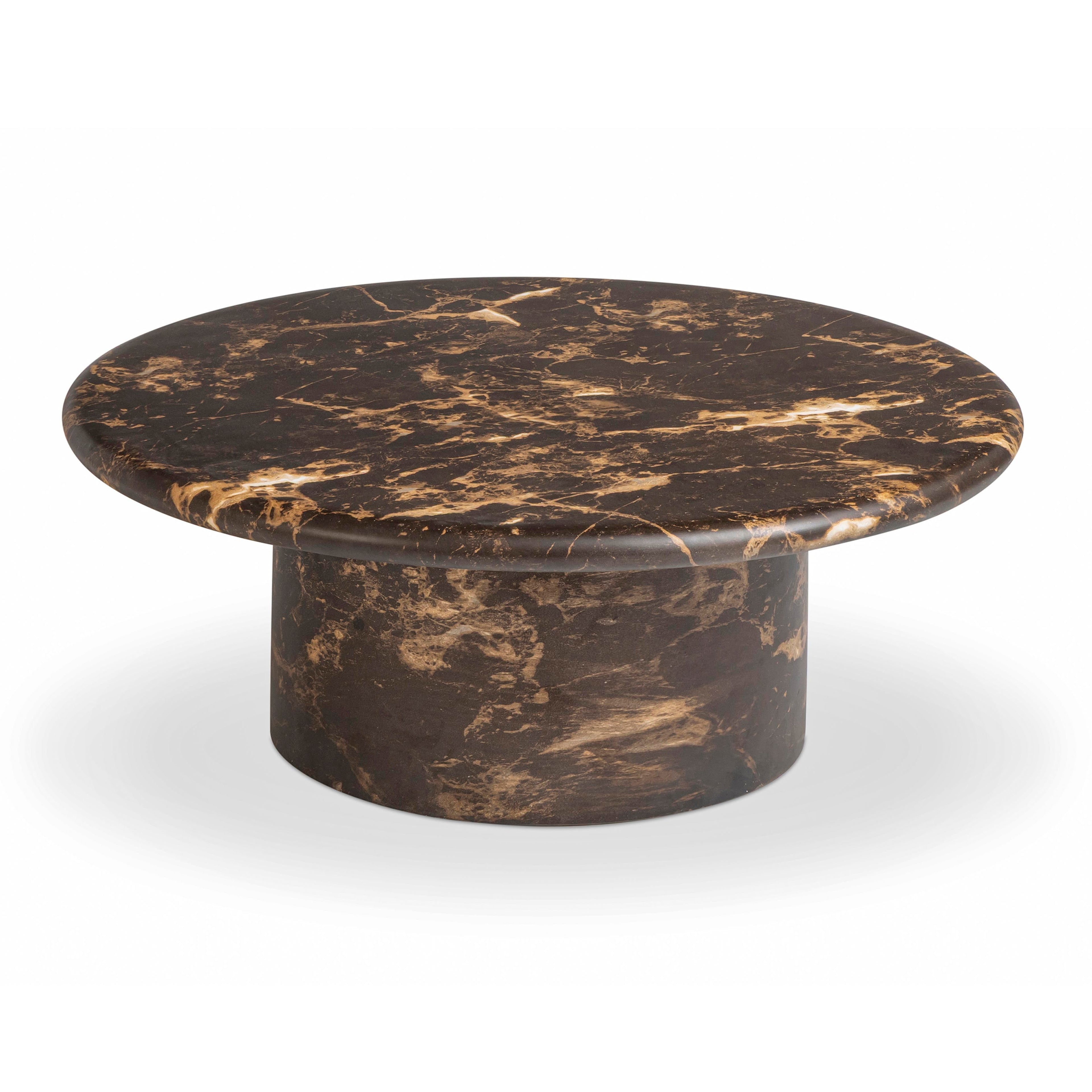 Byron 36 Dark Brown Faux Marble Indoor/Outdoor Concrete Round Coffee Table