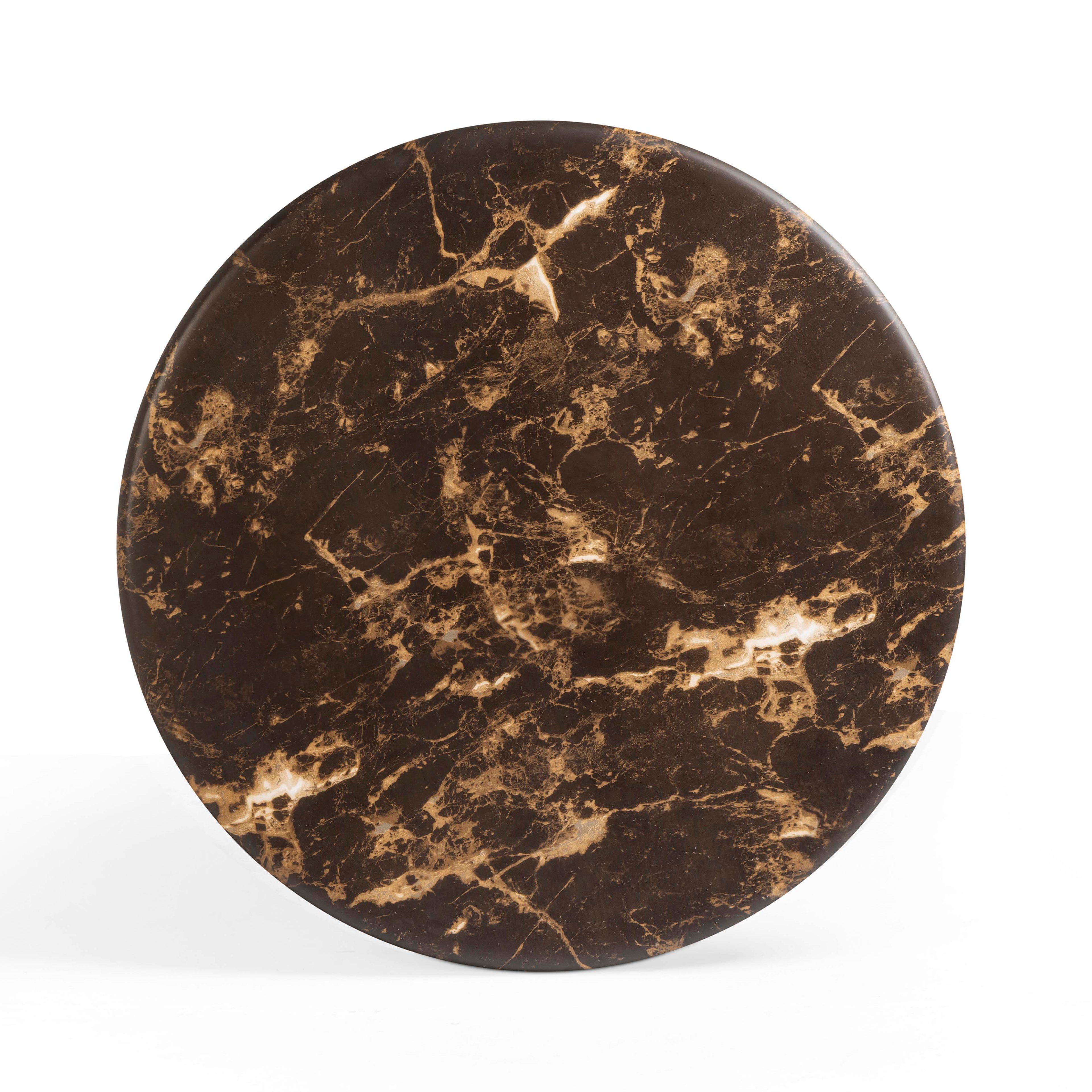 Byron 36 Dark Brown Faux Marble Indoor/Outdoor Concrete Round Coffee Table