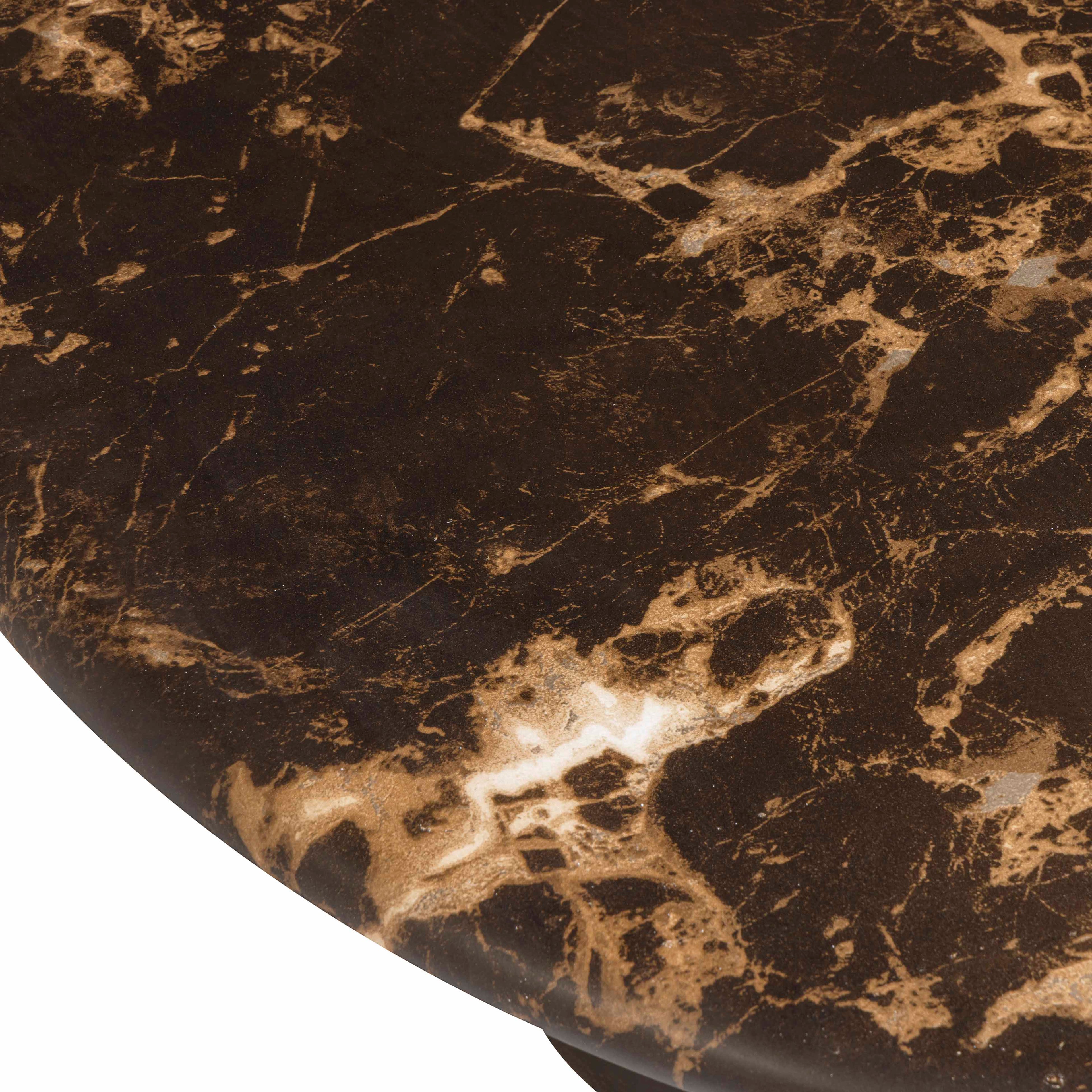 Byron 36 Dark Brown Faux Marble Indoor/Outdoor Concrete Round Coffee Table