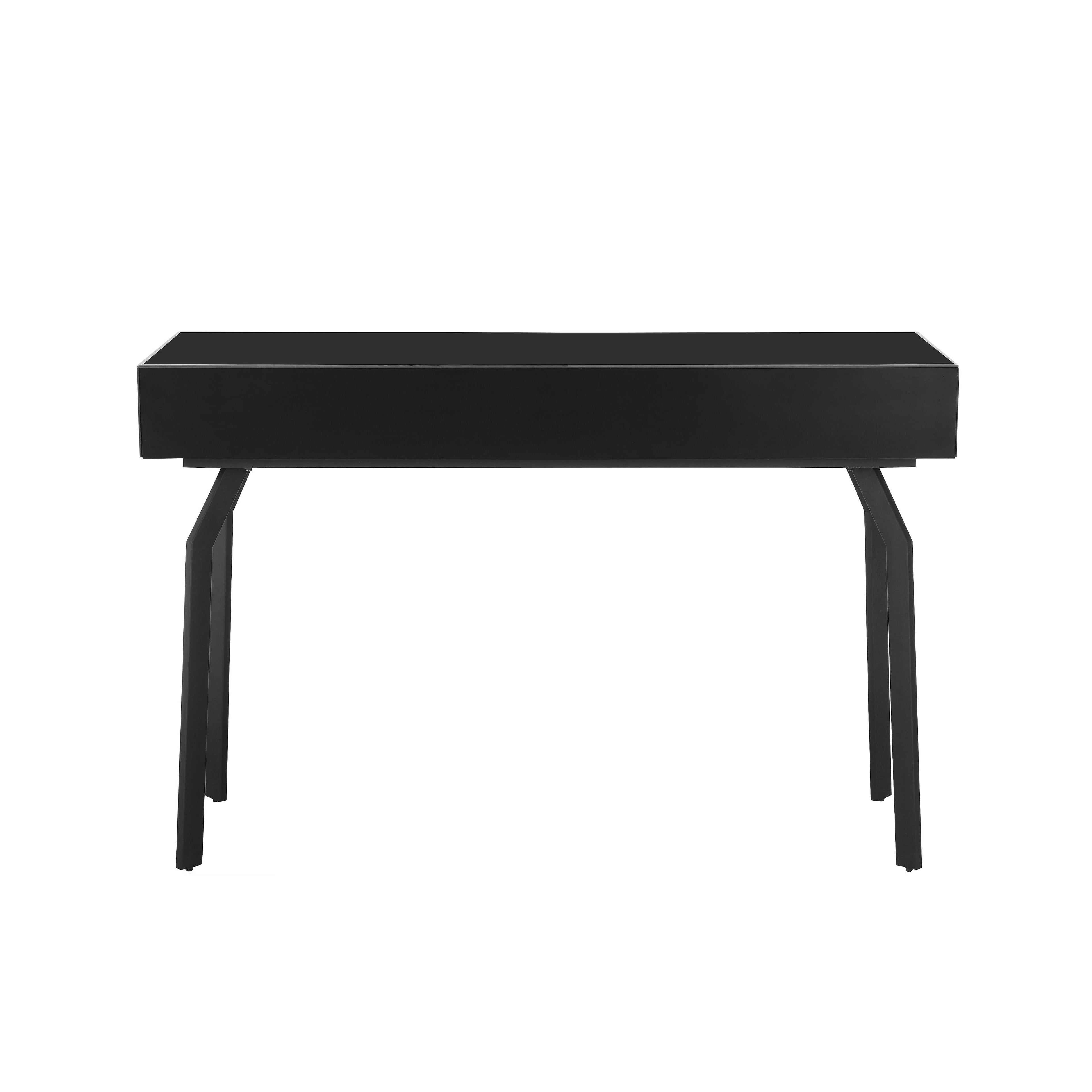 Santana 47 Black Glass 3-Drawer Desk Console Table