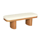 Ollie 48 White Performance Boucle Wooden Bench