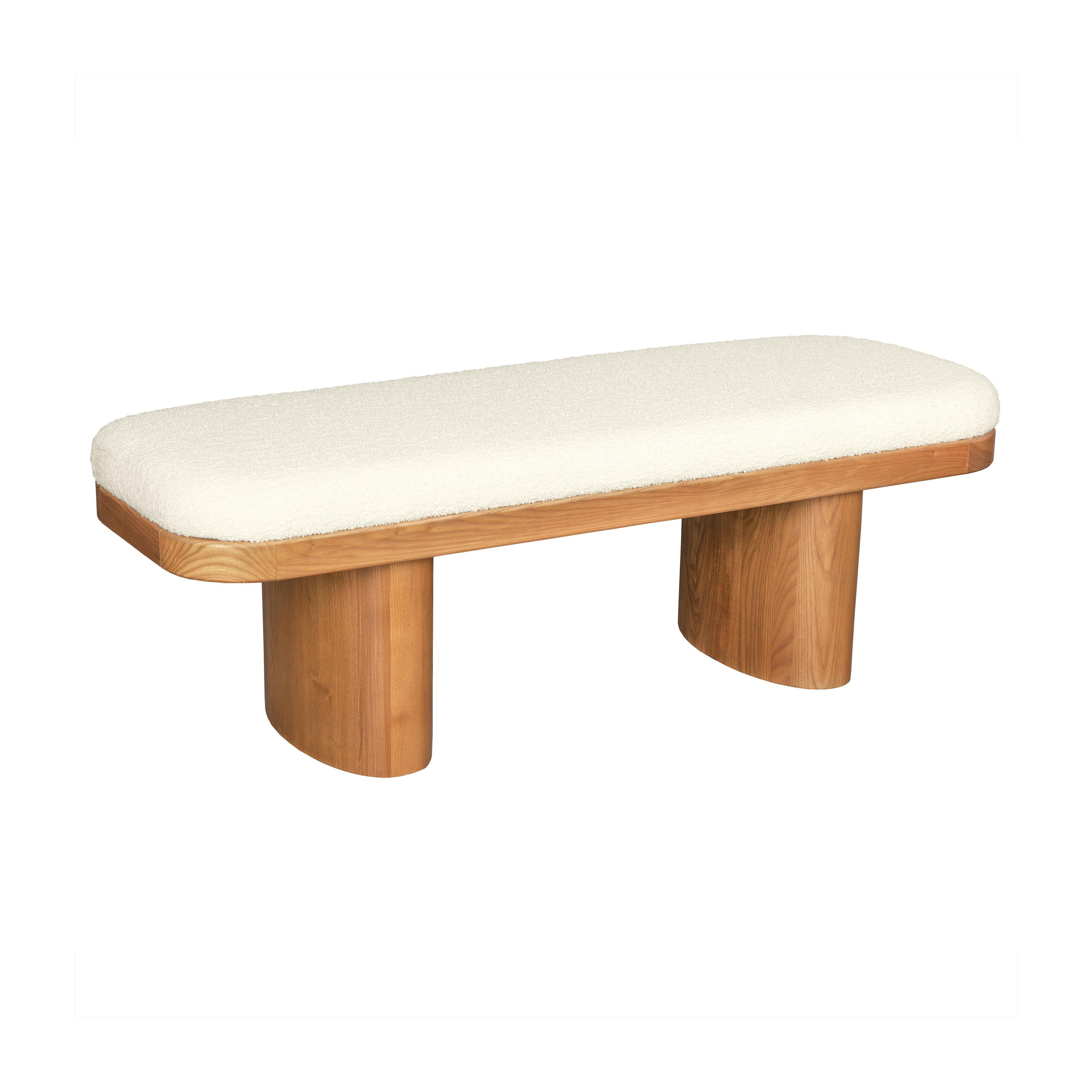 Ollie 48 White Performance Boucle Wooden Bench