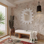 Ollie 48 White Performance Boucle Wooden Bench