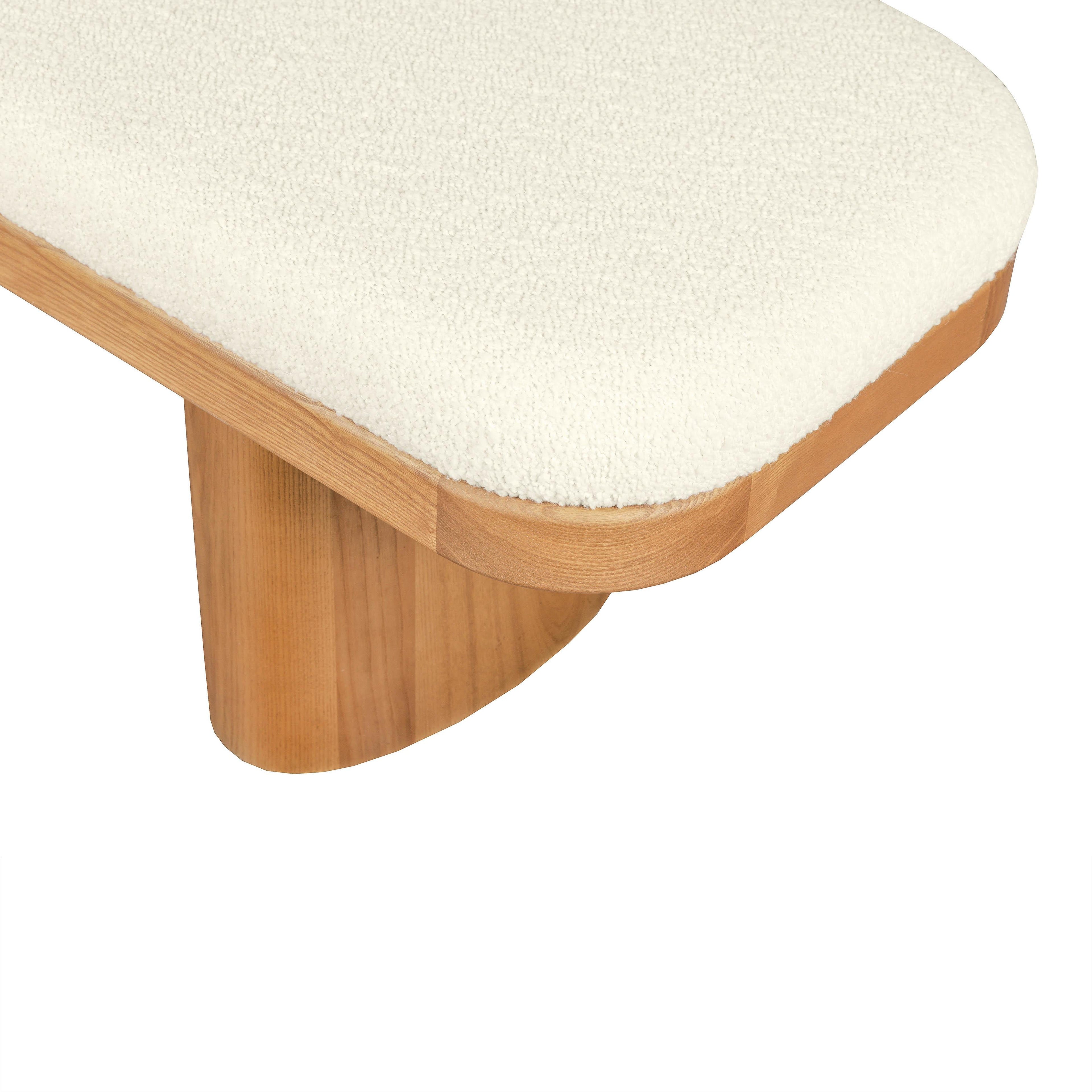 Ollie 48 White Performance Boucle Wooden Bench