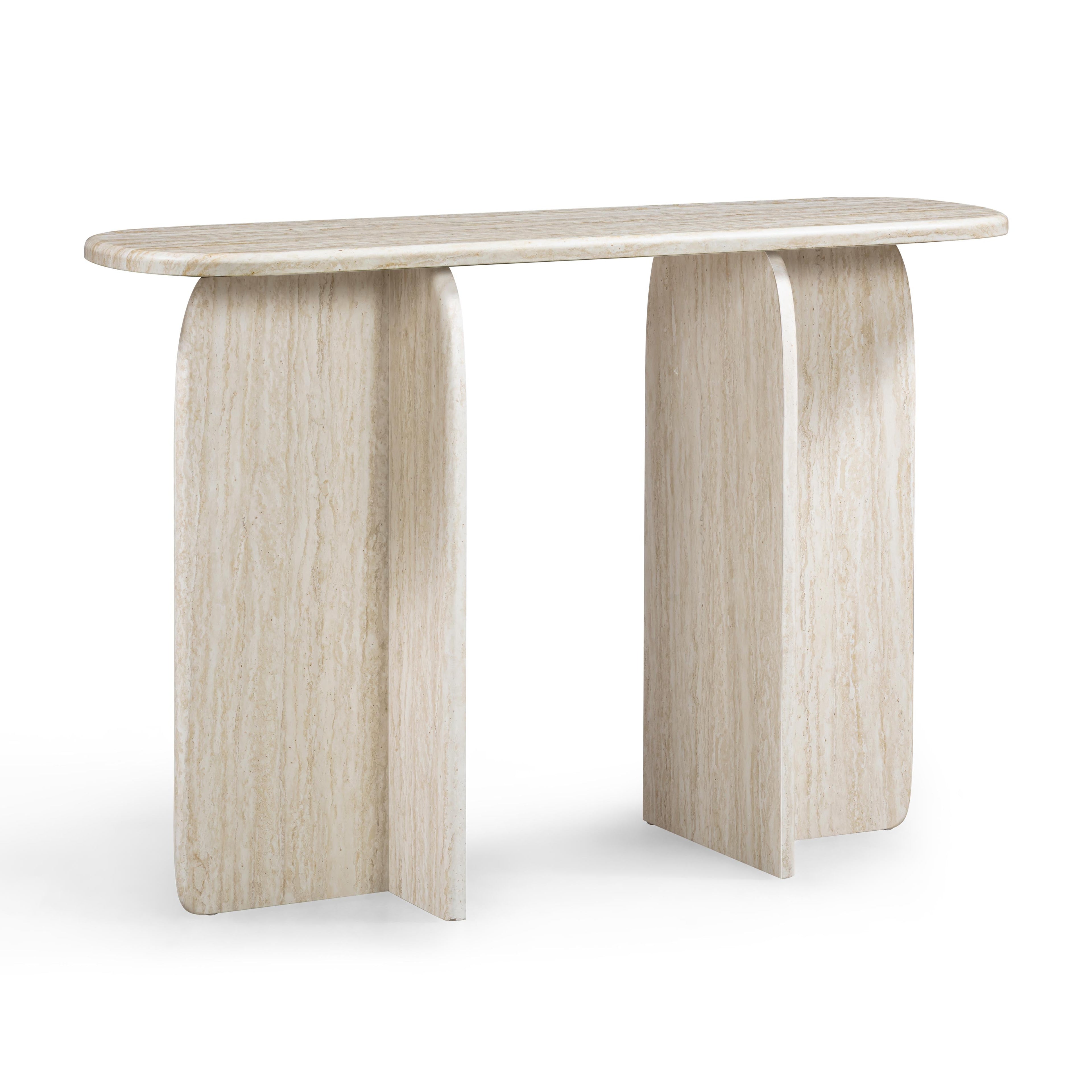 Clementine 48 Faux Travertine Console Table