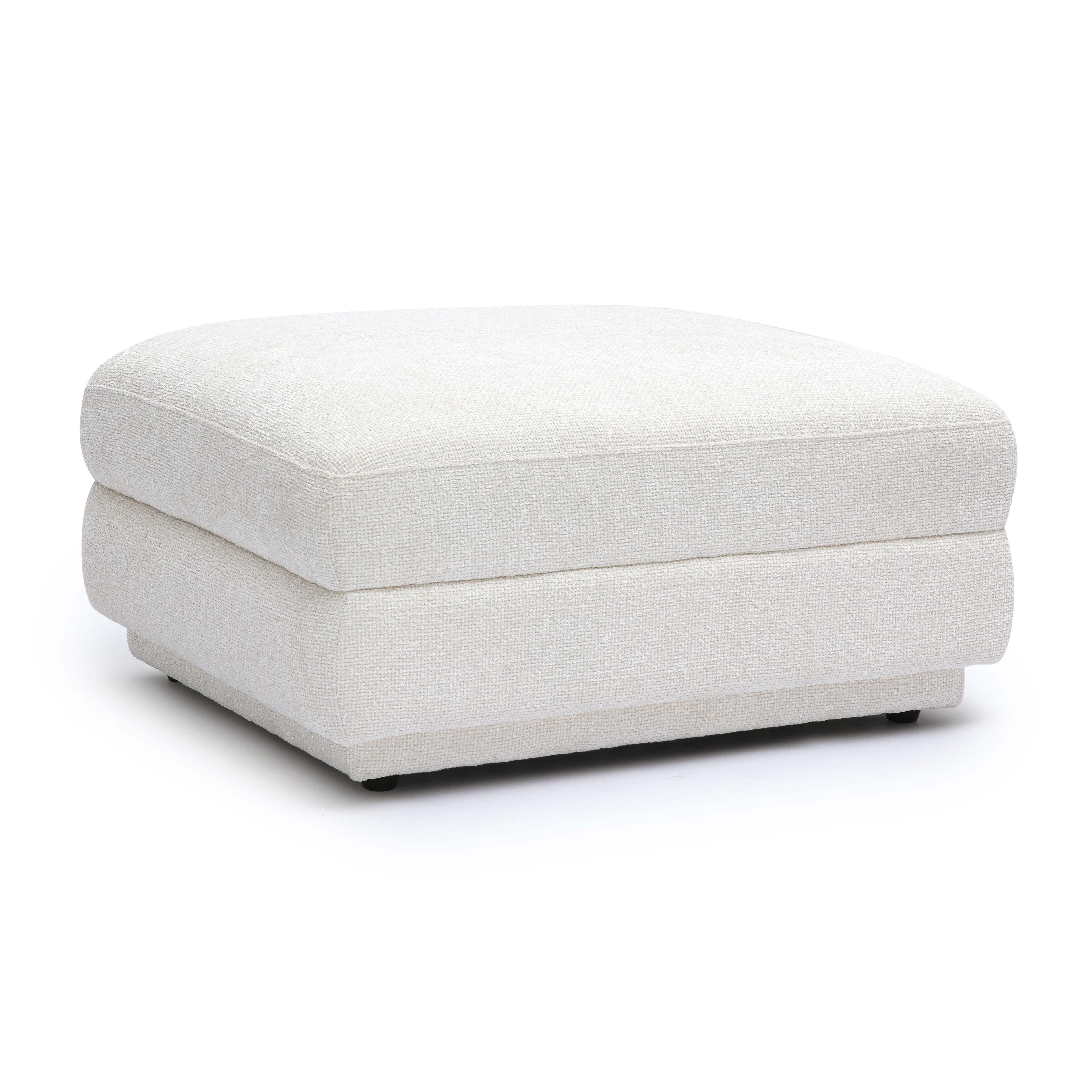 Perry Cream Chenille Modular Ottoman