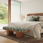 Ollie 48 Olive Green Leopard Jacquard Bench