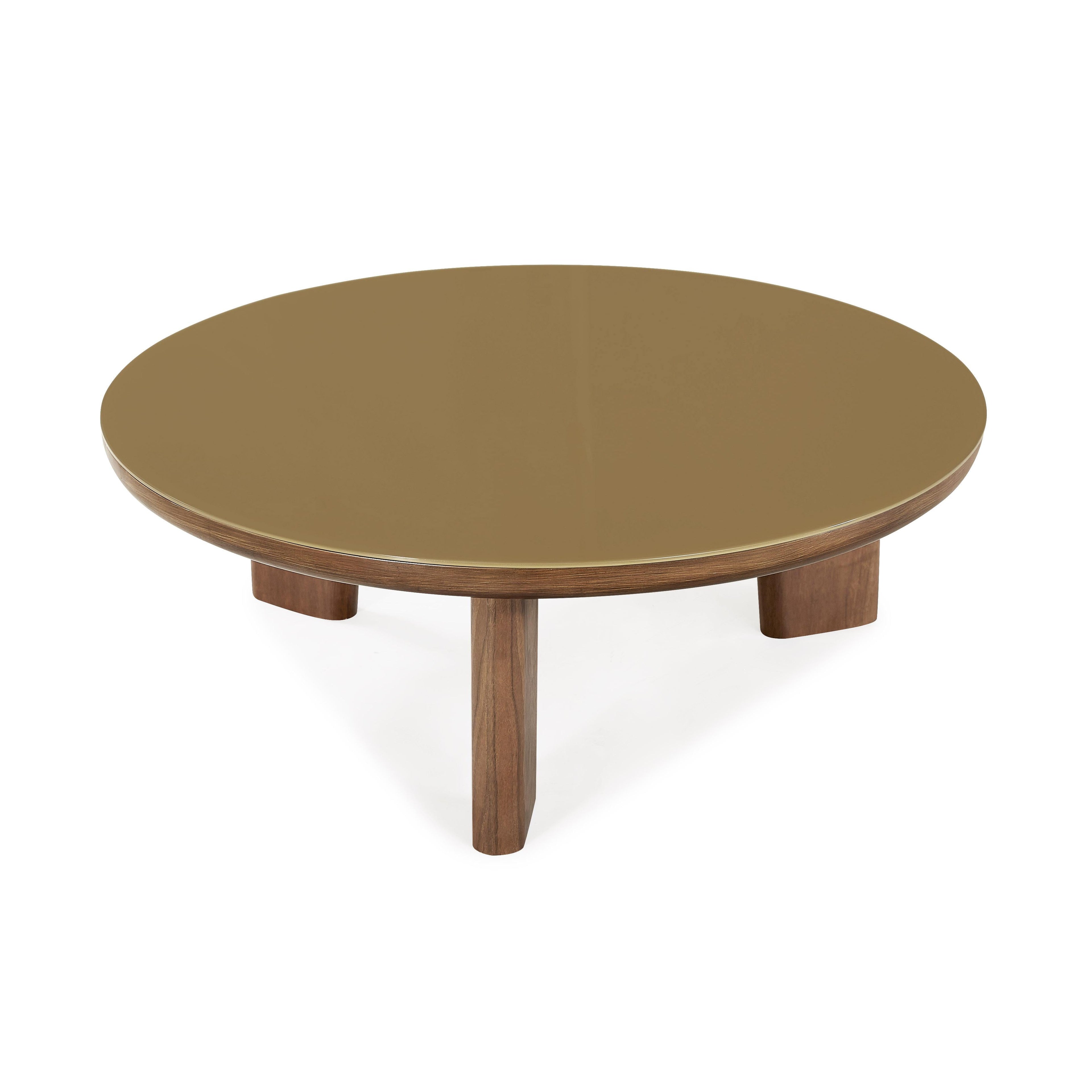 Oani 36 Walnut and Glass Round Coffee Table