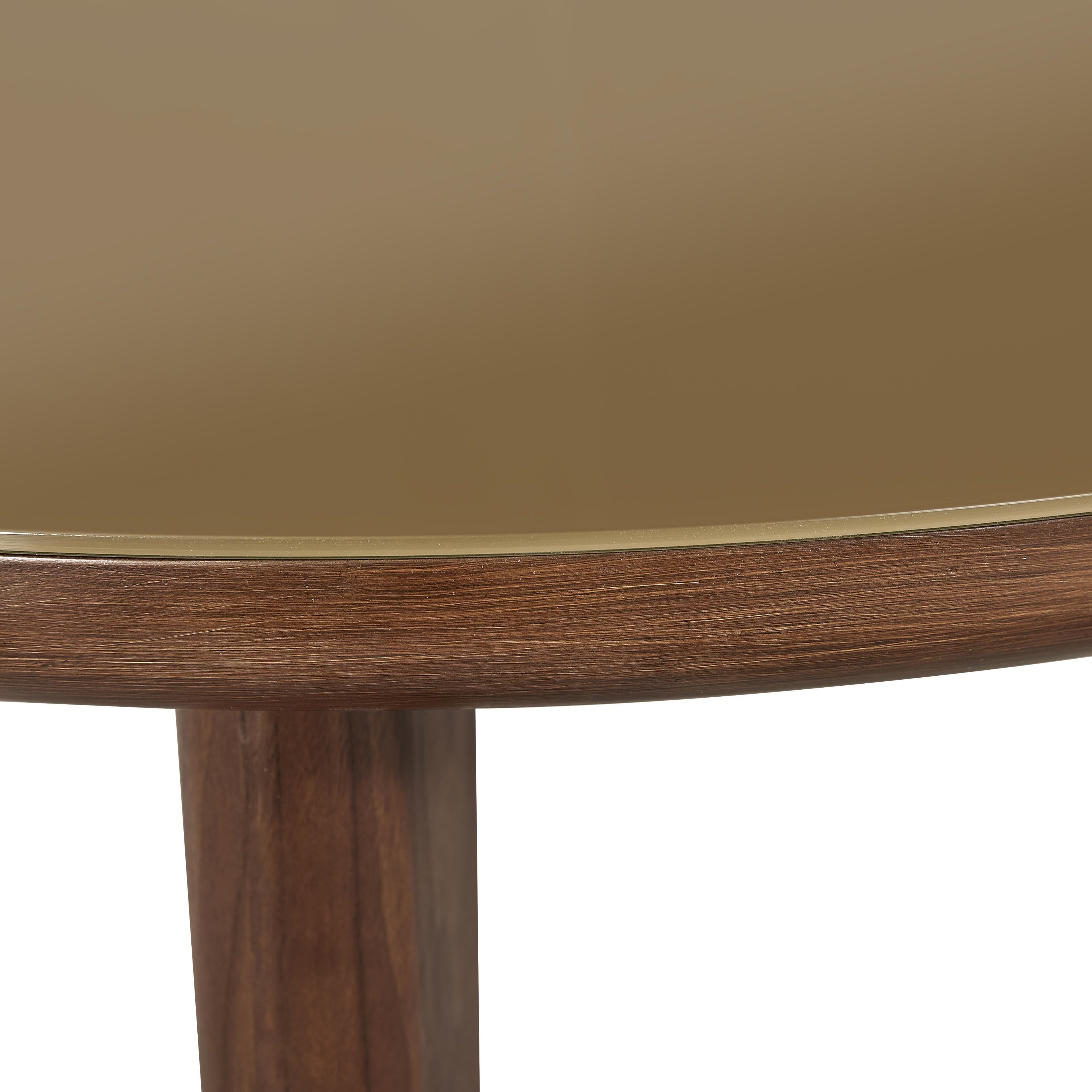 Oani 36 Walnut and Glass Round Coffee Table