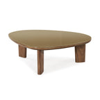 Oani 46 Walnut and Glass Triangular Coffee Table