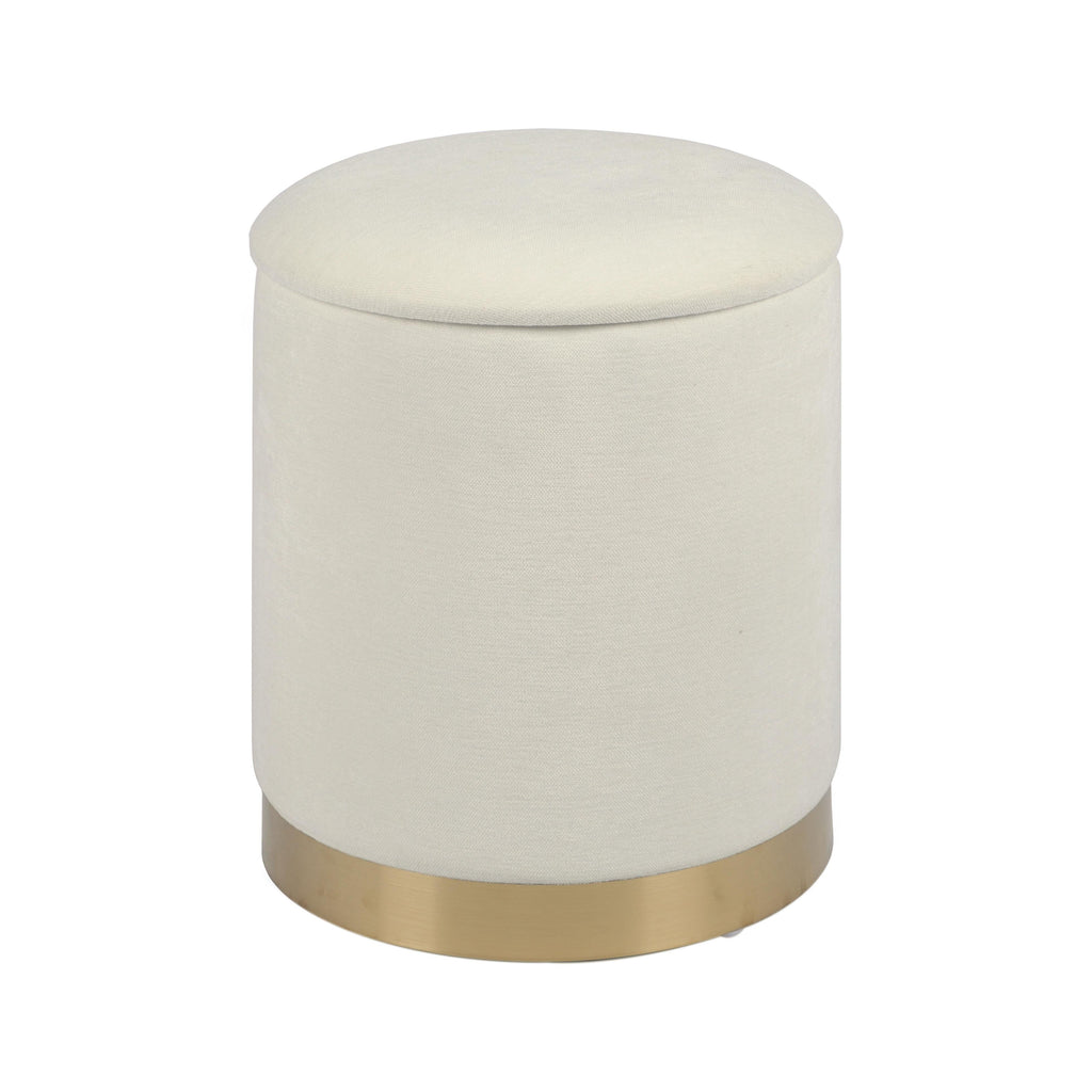 Zoe Cream Chenille Storage Ottoman