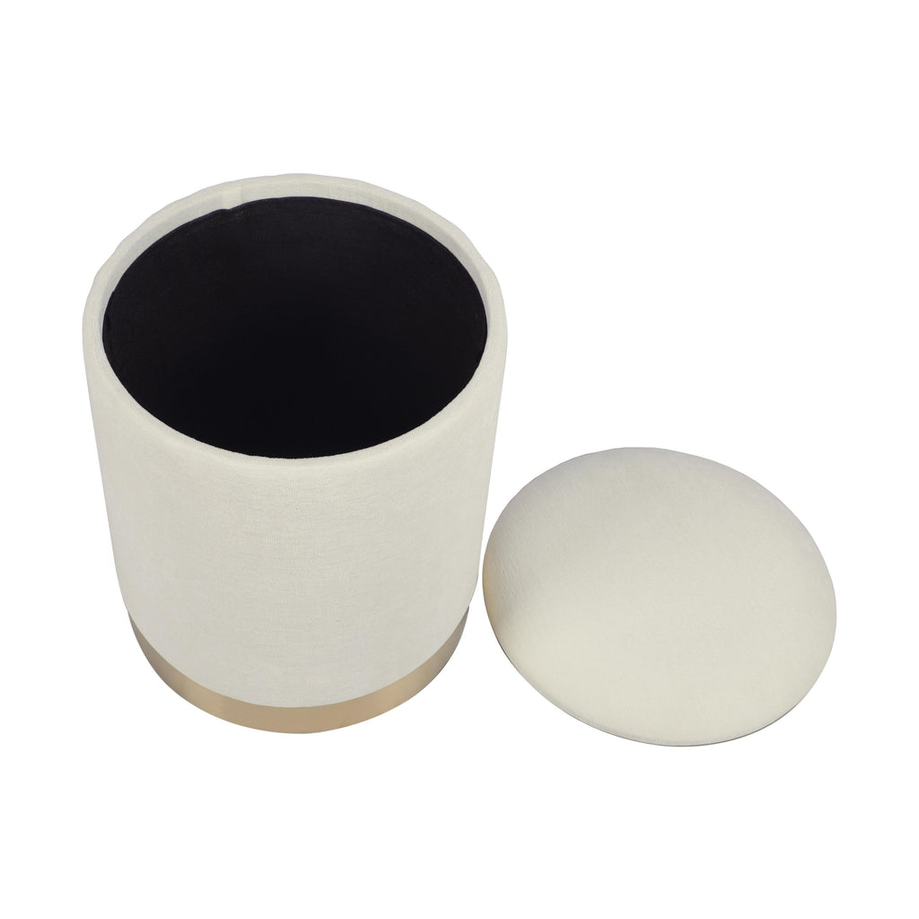 Zoe Cream Chenille Storage Ottoman