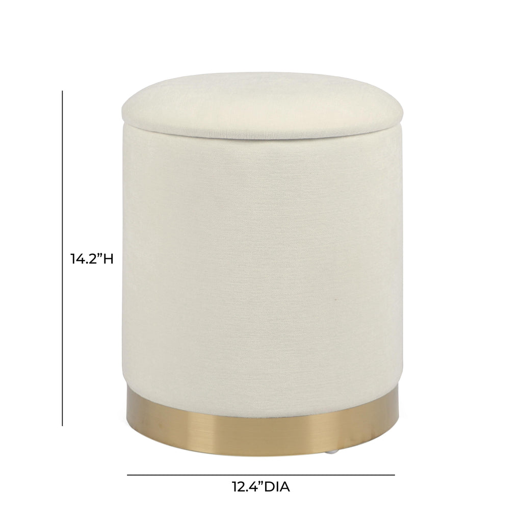 Zoe Cream Chenille Storage Ottoman