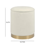 Zoe Cream Chenille Storage Ottoman