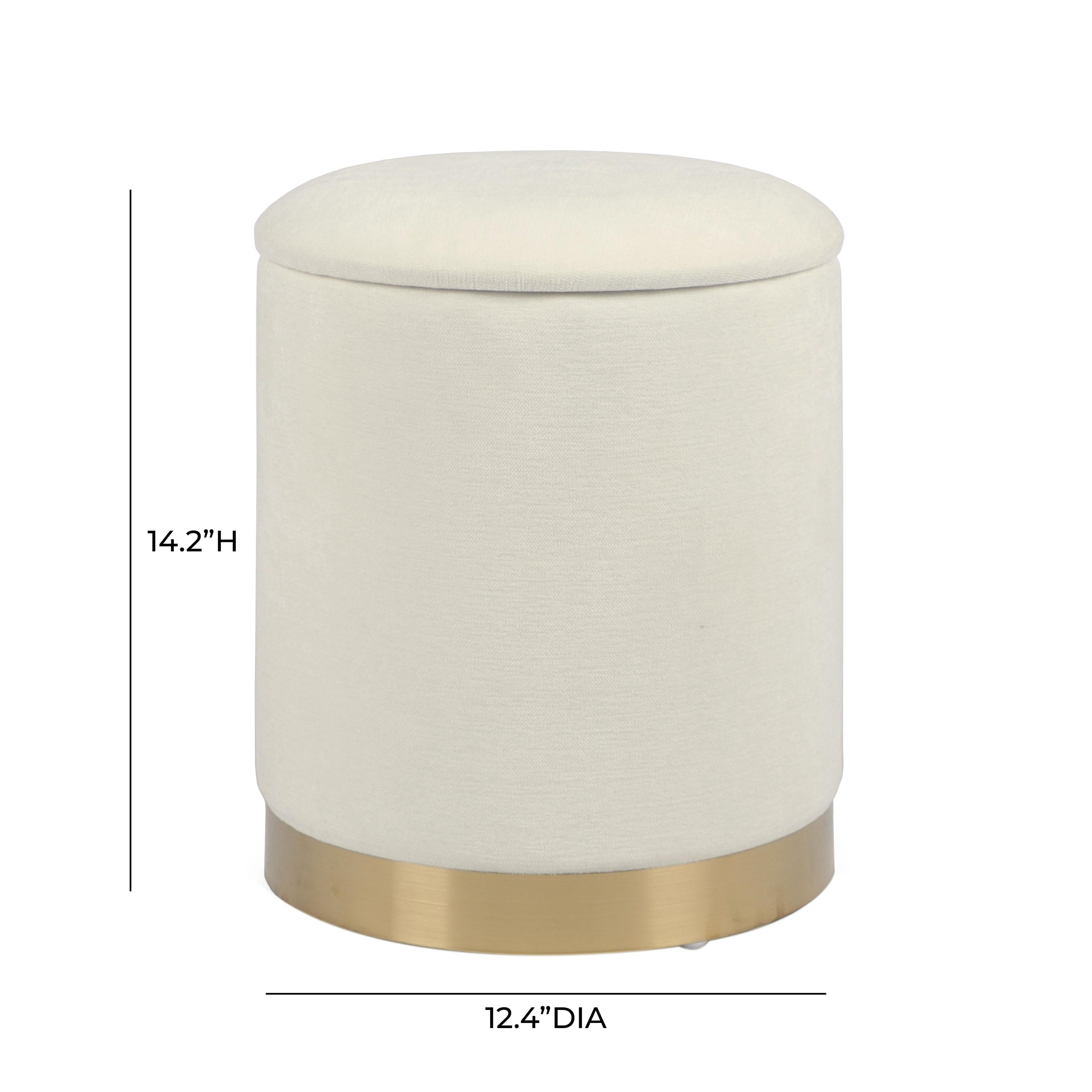 Zoe Cream Chenille Storage Ottoman