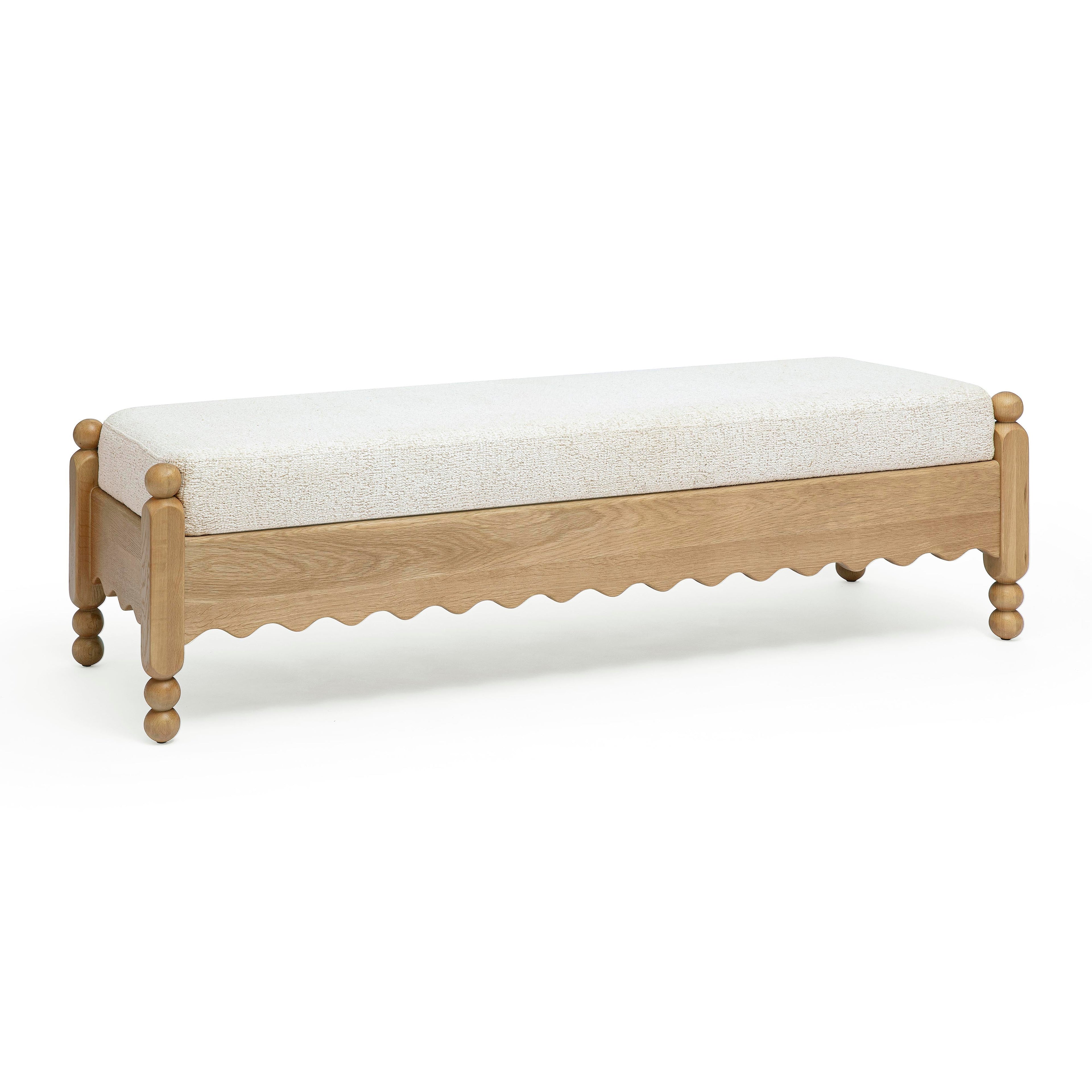 Thelma 56 Cream Performance Basketweave Bench