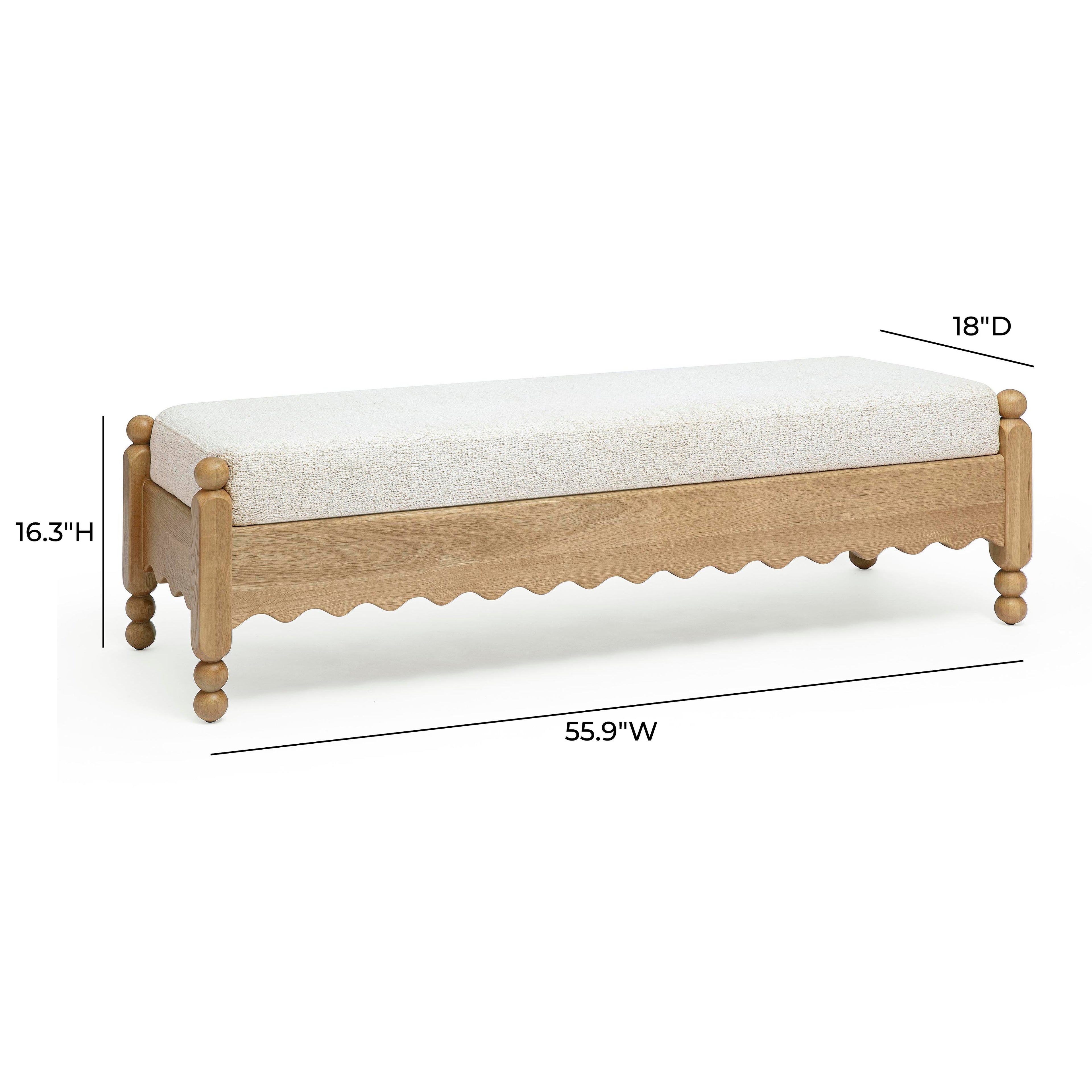 Thelma 56 Cream Performance Basketweave Bench