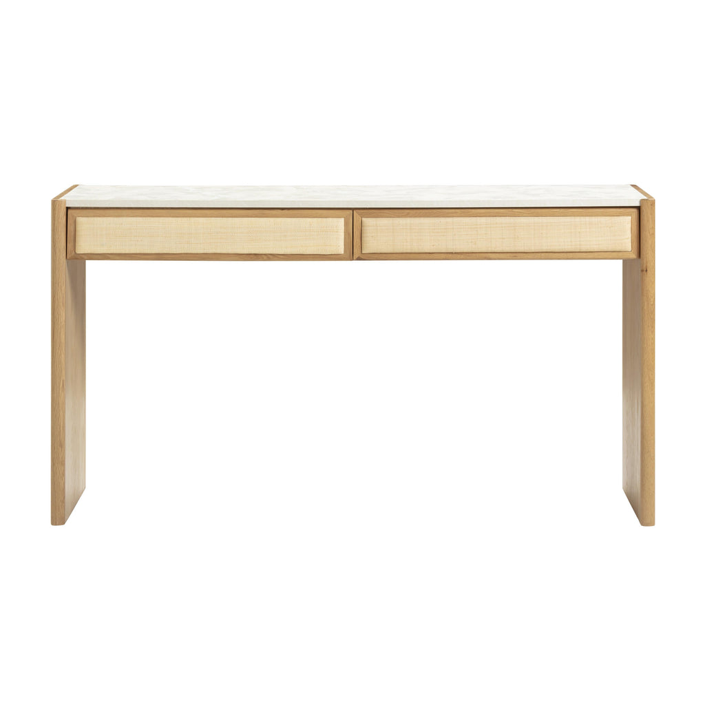 Paige 56 Natural Oak 2-Drawer Console Desk