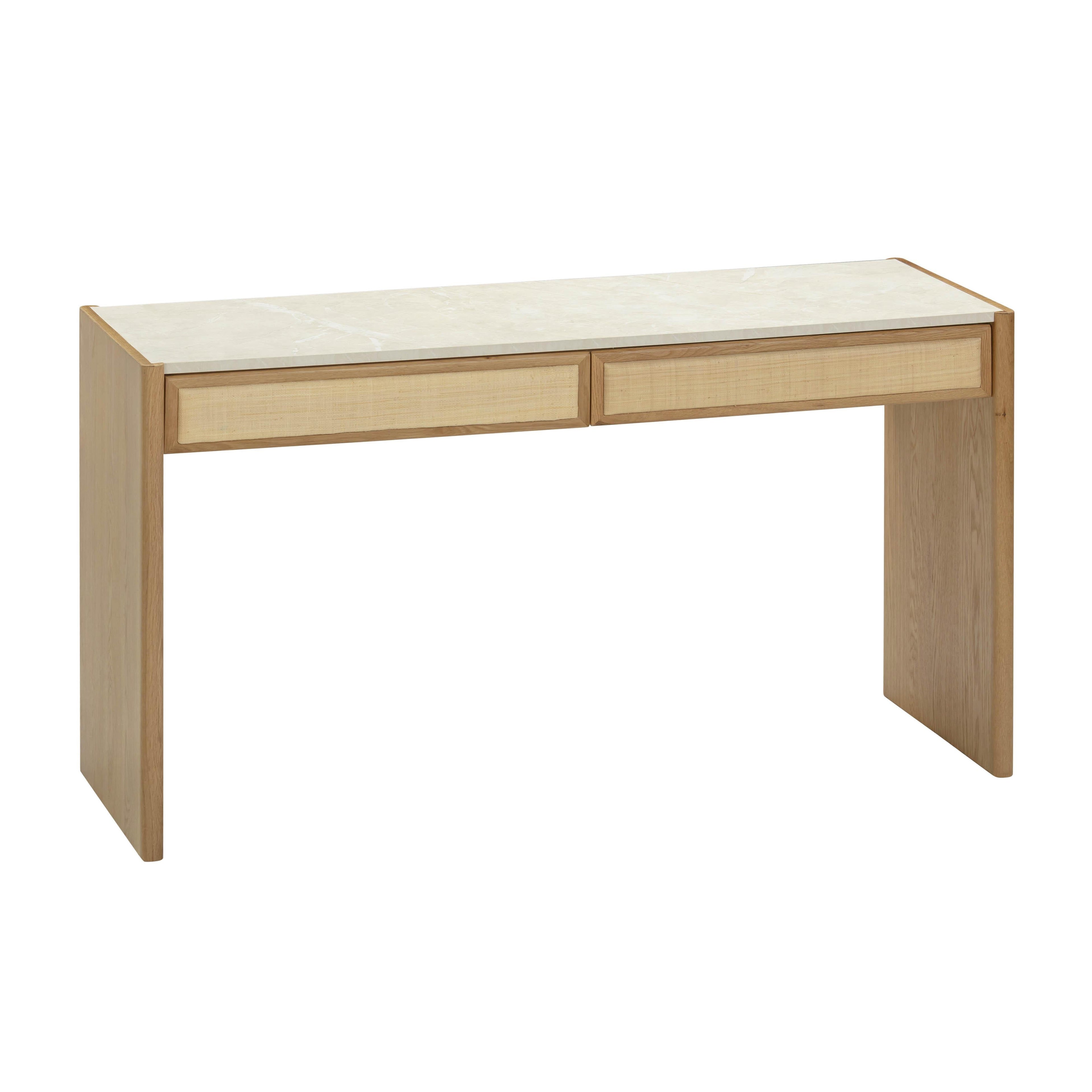 Paige 56 Natural Oak 2-Drawer Console Desk