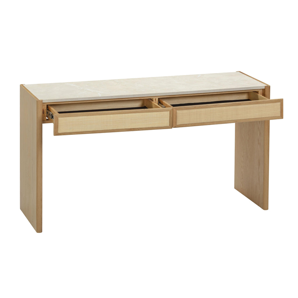 Paige 56 Natural Oak 2-Drawer Console Desk