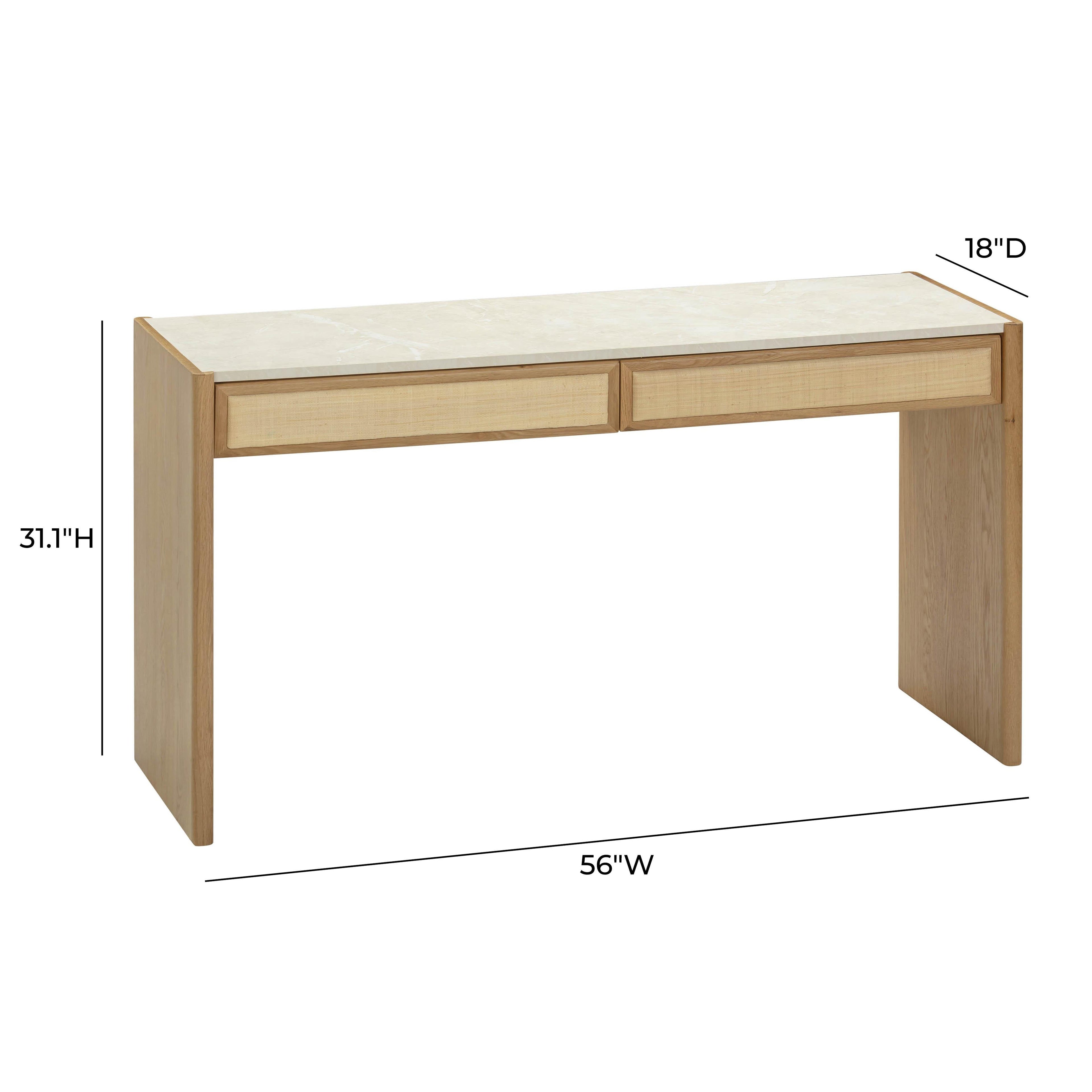Paige 56 Natural Oak 2-Drawer Console Desk