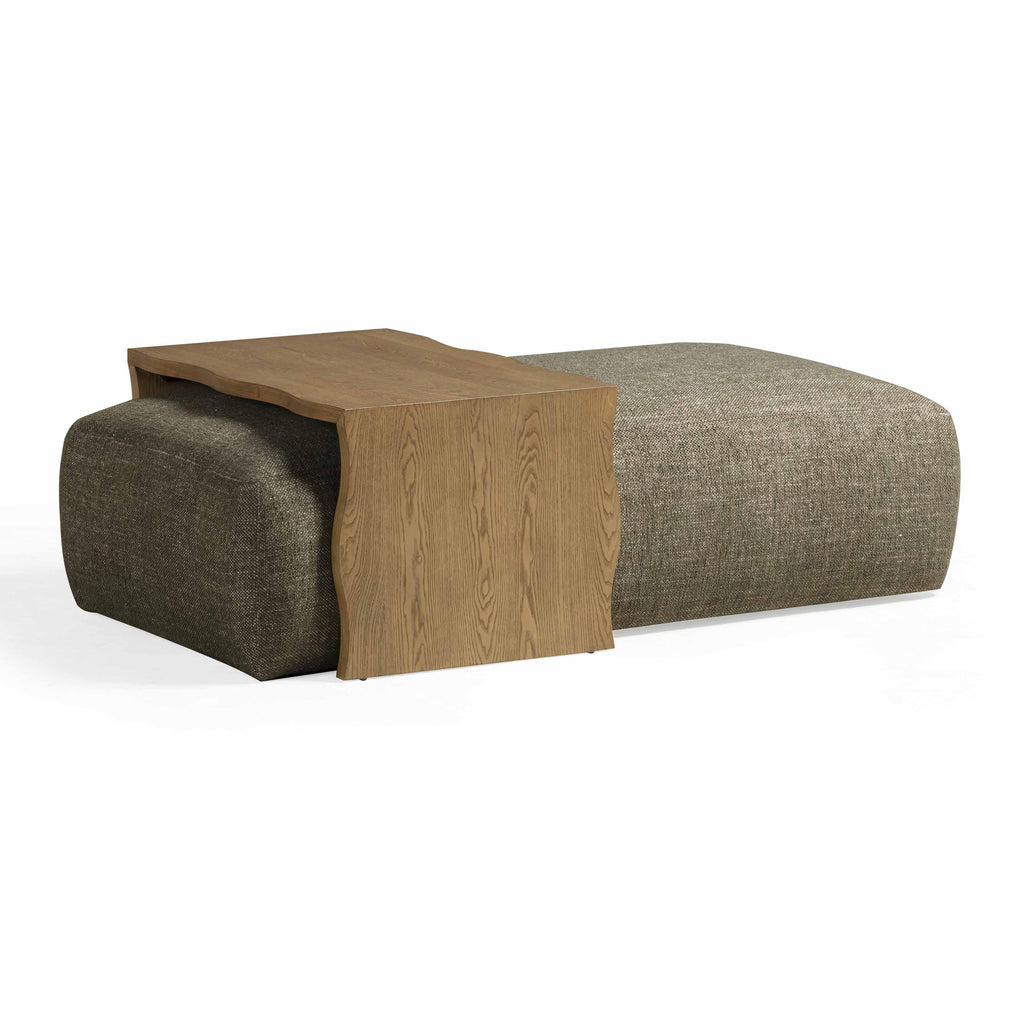 Spencer Performance Basketweave Ottoman with Bridge Table