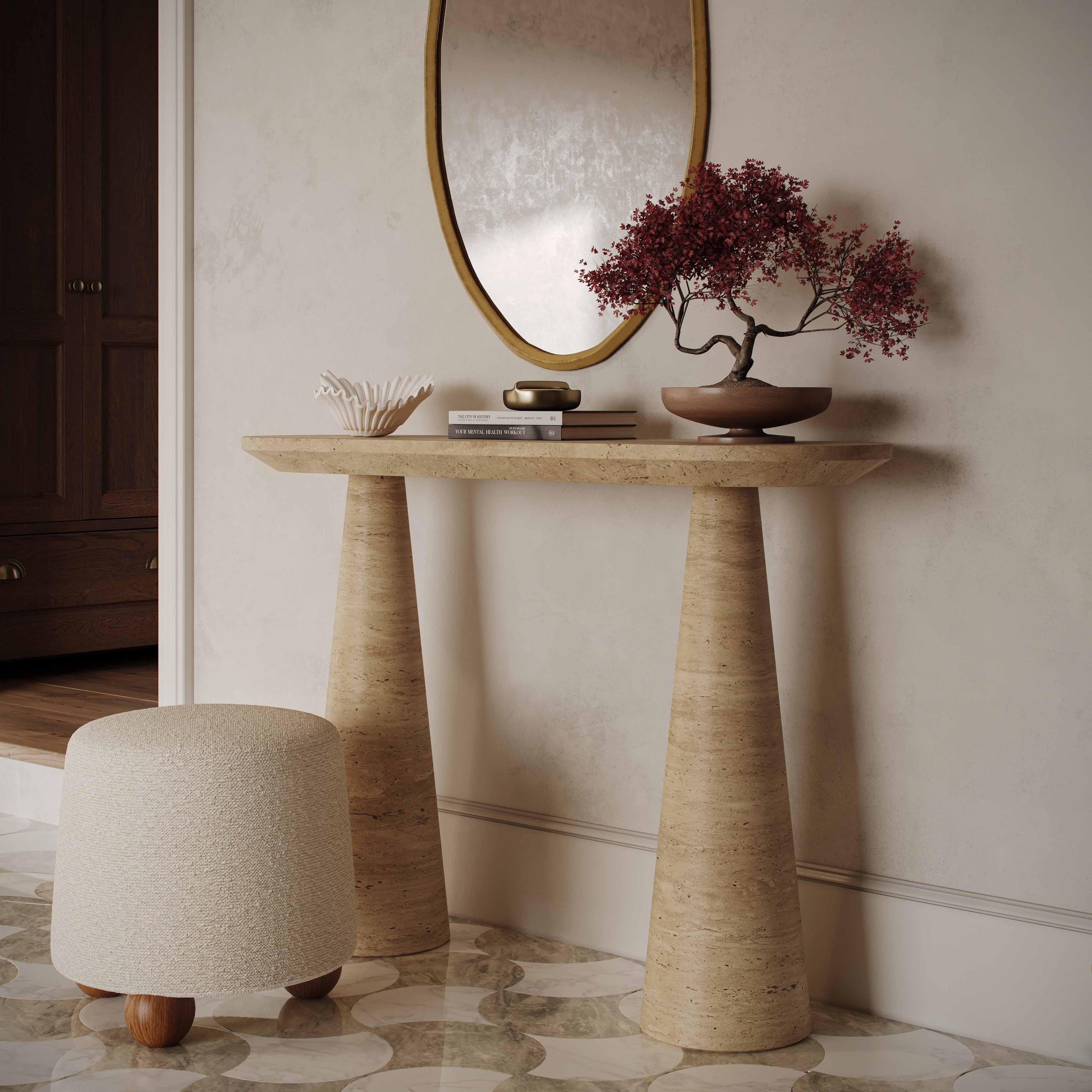 Sandra 47 Faux Travertine Indoor/Outdoor Console Table
