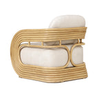 Lauretta Cream Fabric and Natural Rattan Accent Chair