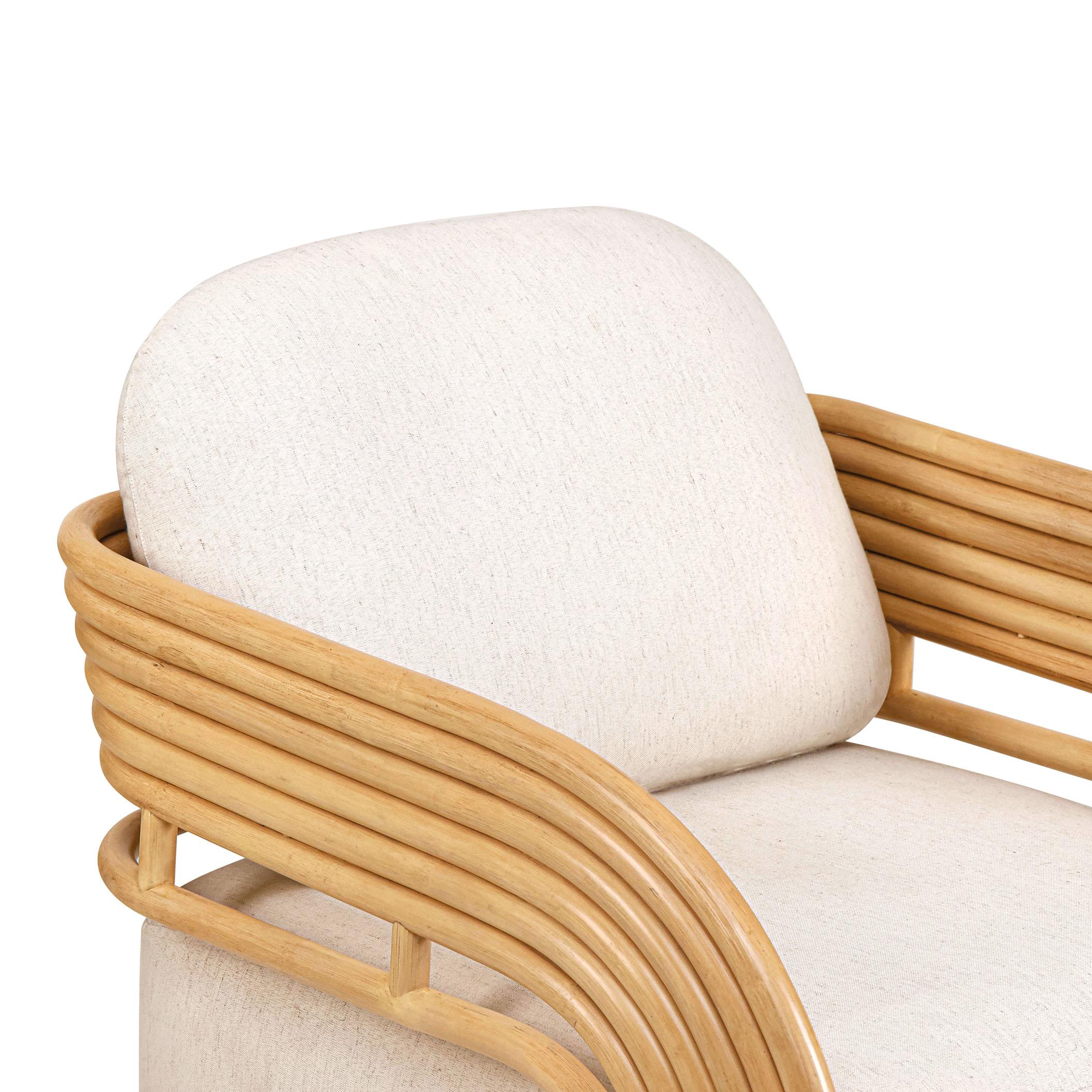 Lauretta Cream Fabric and Natural Rattan Accent Chair